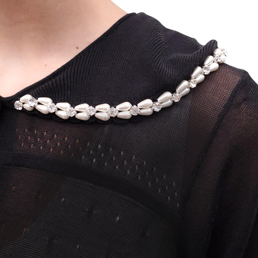 SIMONE ROCHA SHEER BLACK SWEATER WITH PEARLS - SIZE S