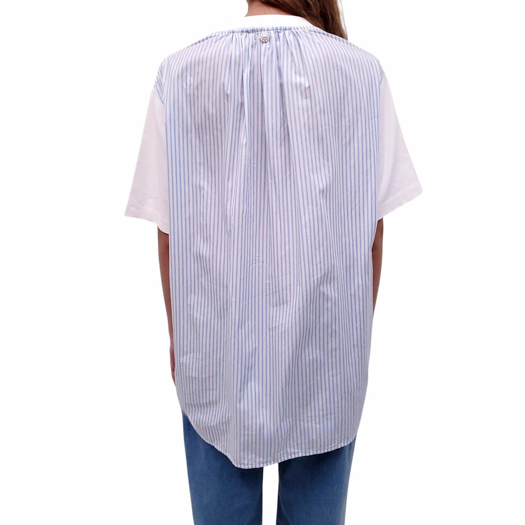 SIMONE ROCHA WHITE AND STRIPED T-SHIRT - SIZE S
