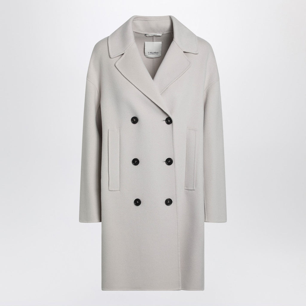 S Max Mara Sand-Coloured Midi Coat In Wool Drap Women