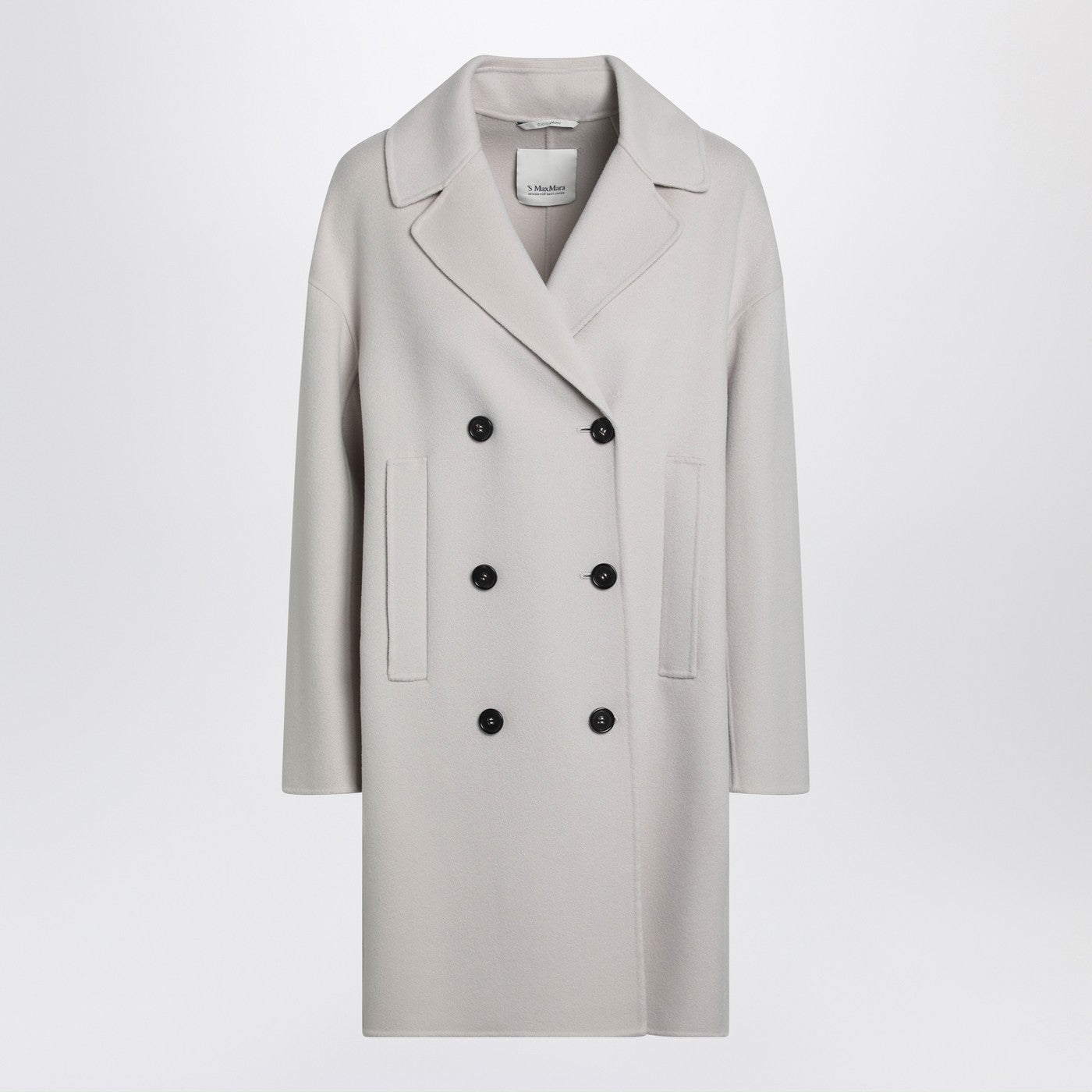 S Max Mara Sand-Coloured Midi Coat In Wool Drap Women