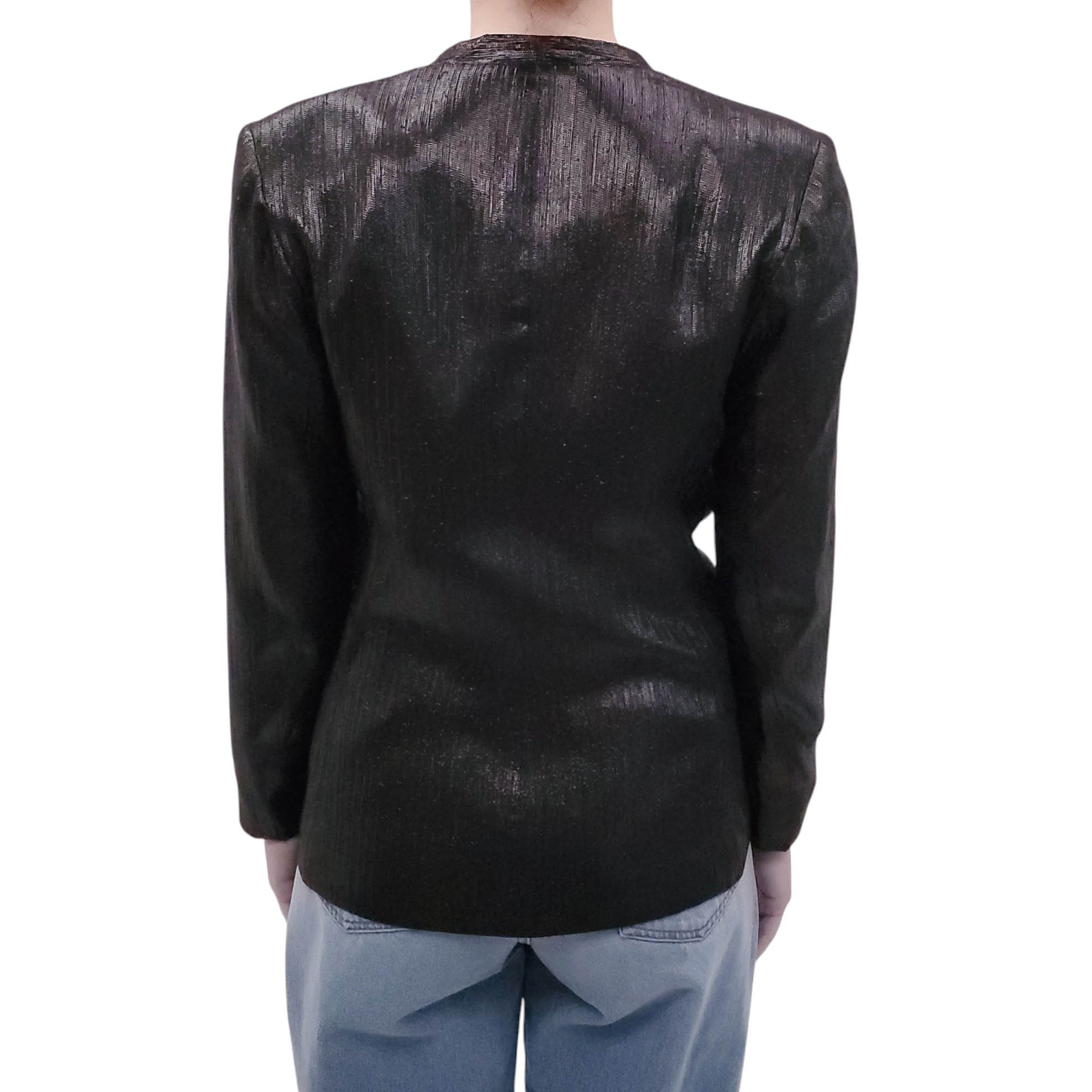 SMYTHE BLACK METALLIC TWIST TOP - SIZE 4