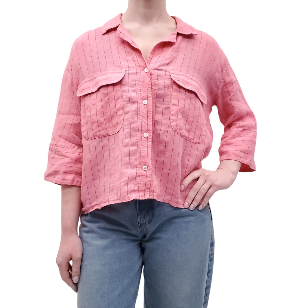 SMYTHE PINK PINSTRIPED SHIRT - SIZE S