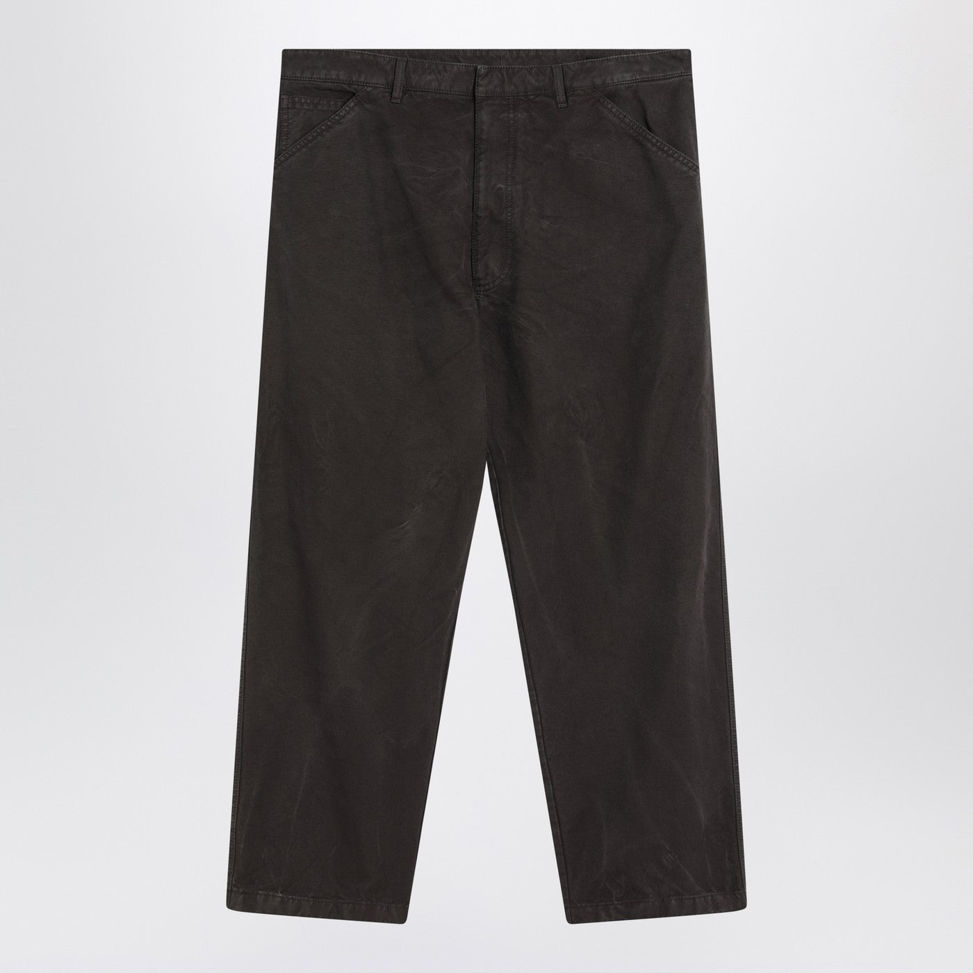 Prada Vintage-Effect Brown Cotton Trousers Men