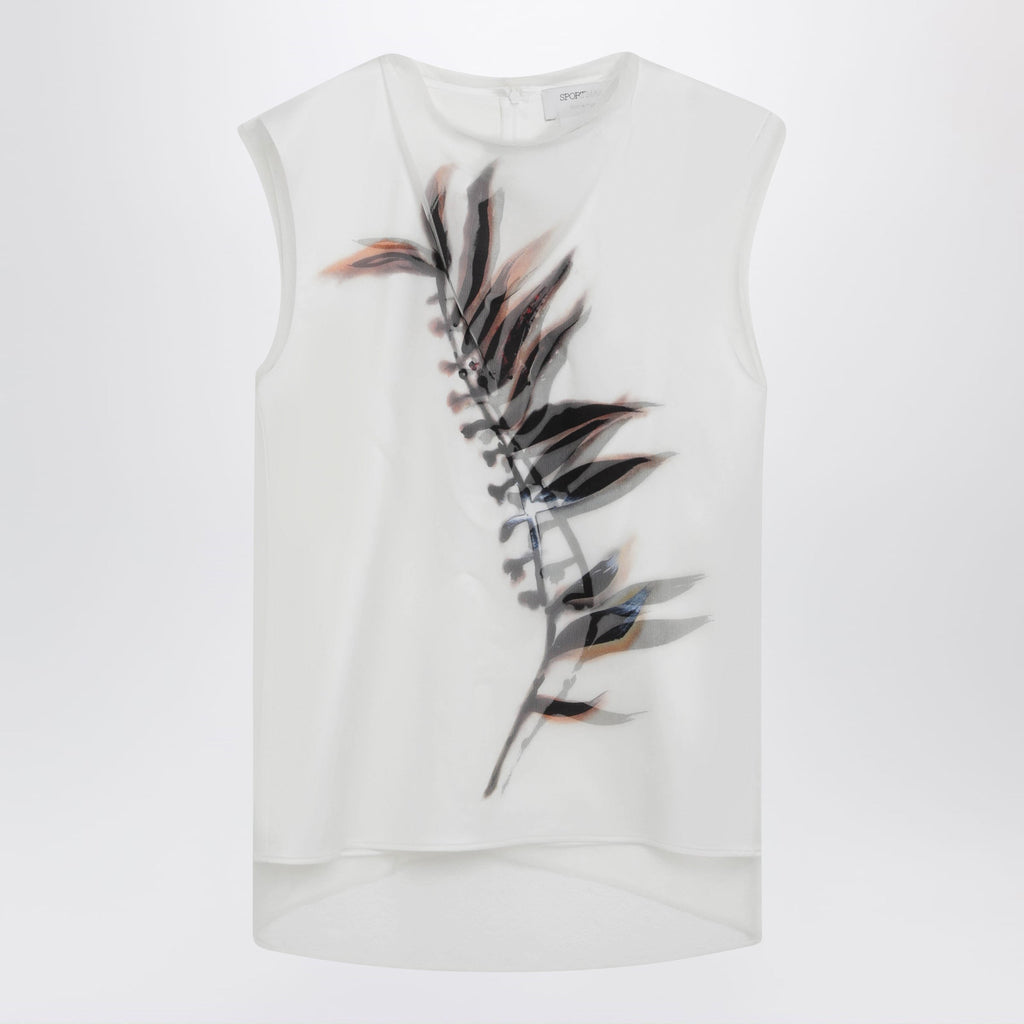 Sportmax White Double-Layer Top In Satin And Tulle Women