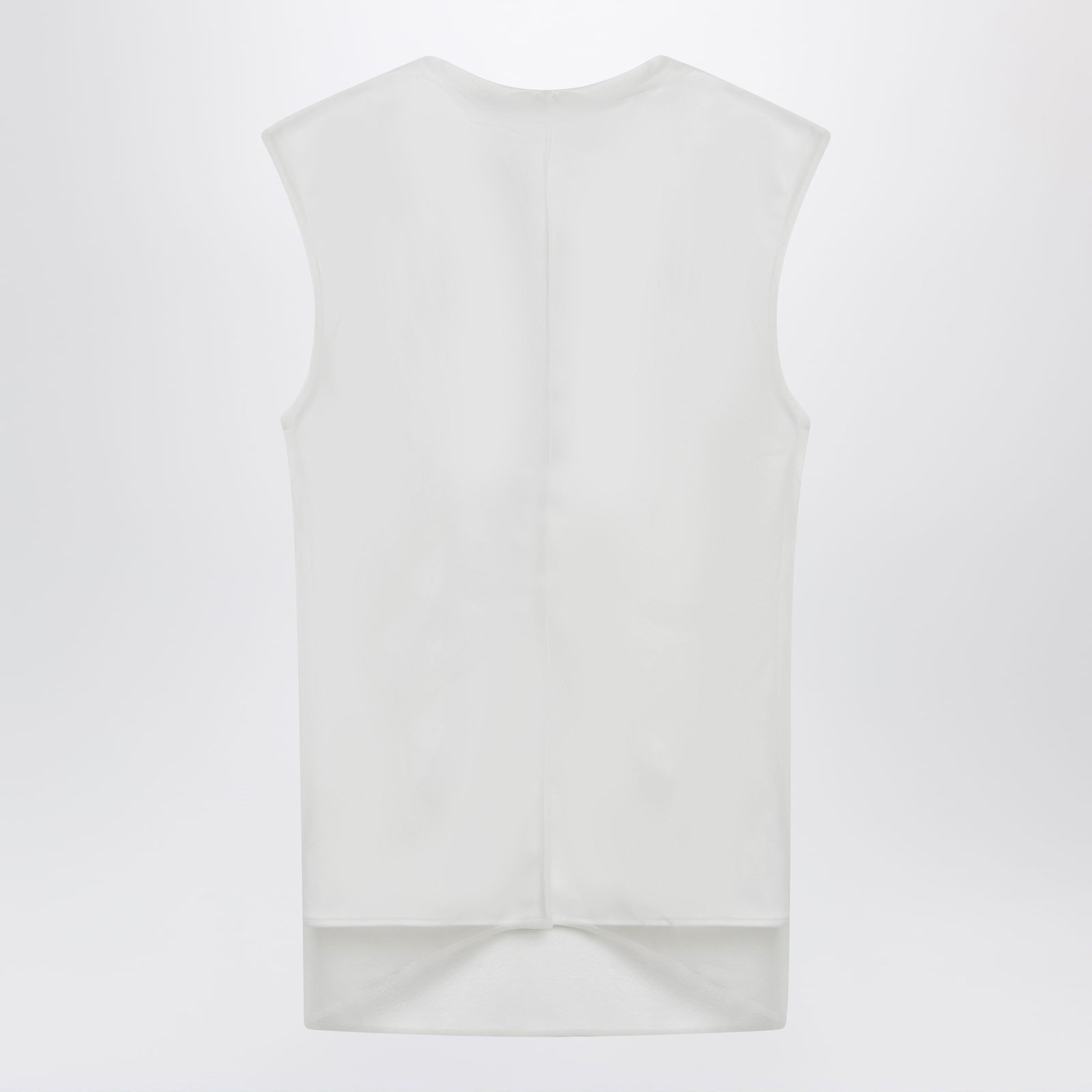 Sportmax White Double-Layer Top In Satin And Tulle Women