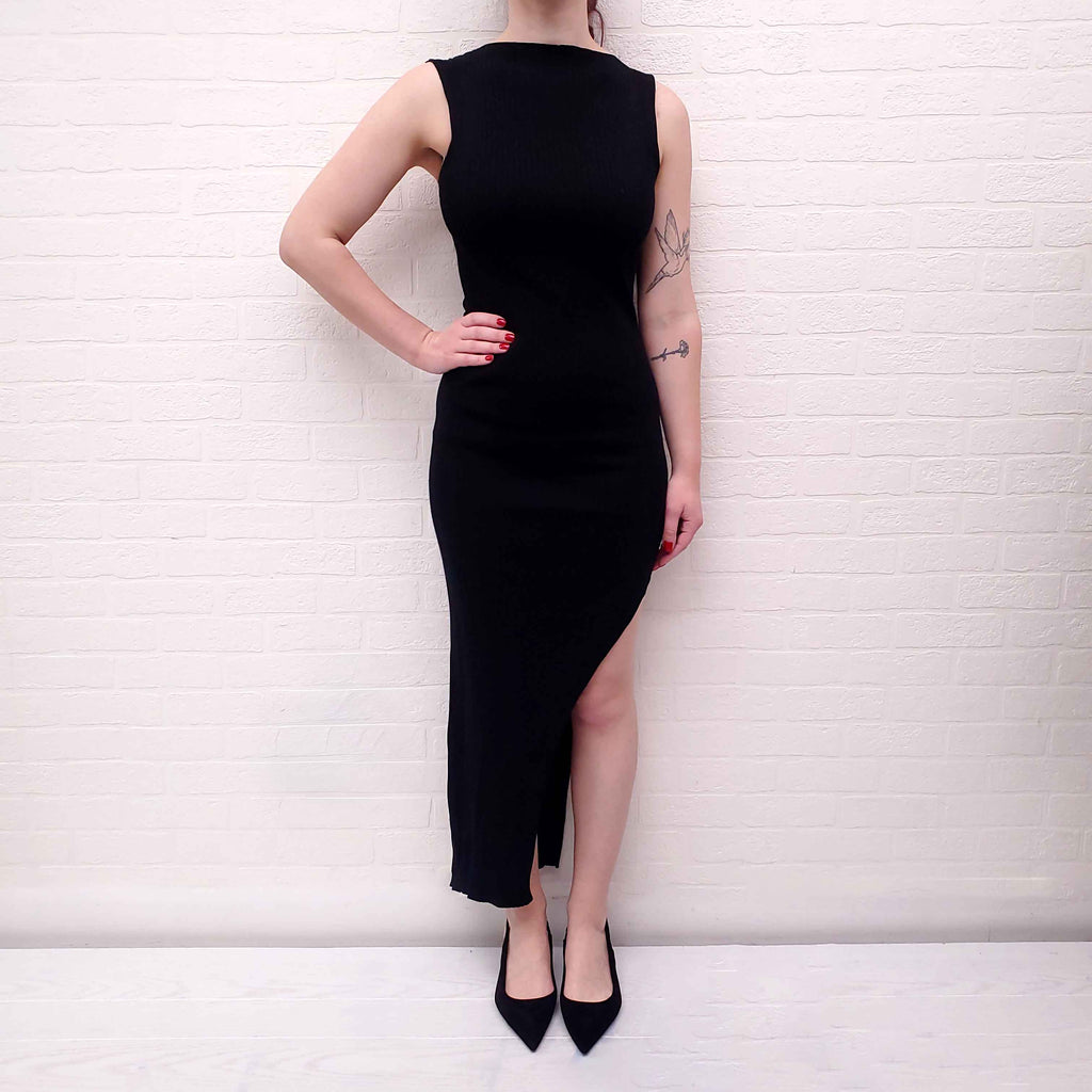 ST.AGNI BLACK RIBBED DRESS - SIZE S