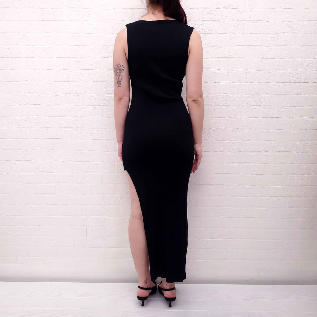 ST.AGNI BLACK RIBBED DRESS - SIZE S