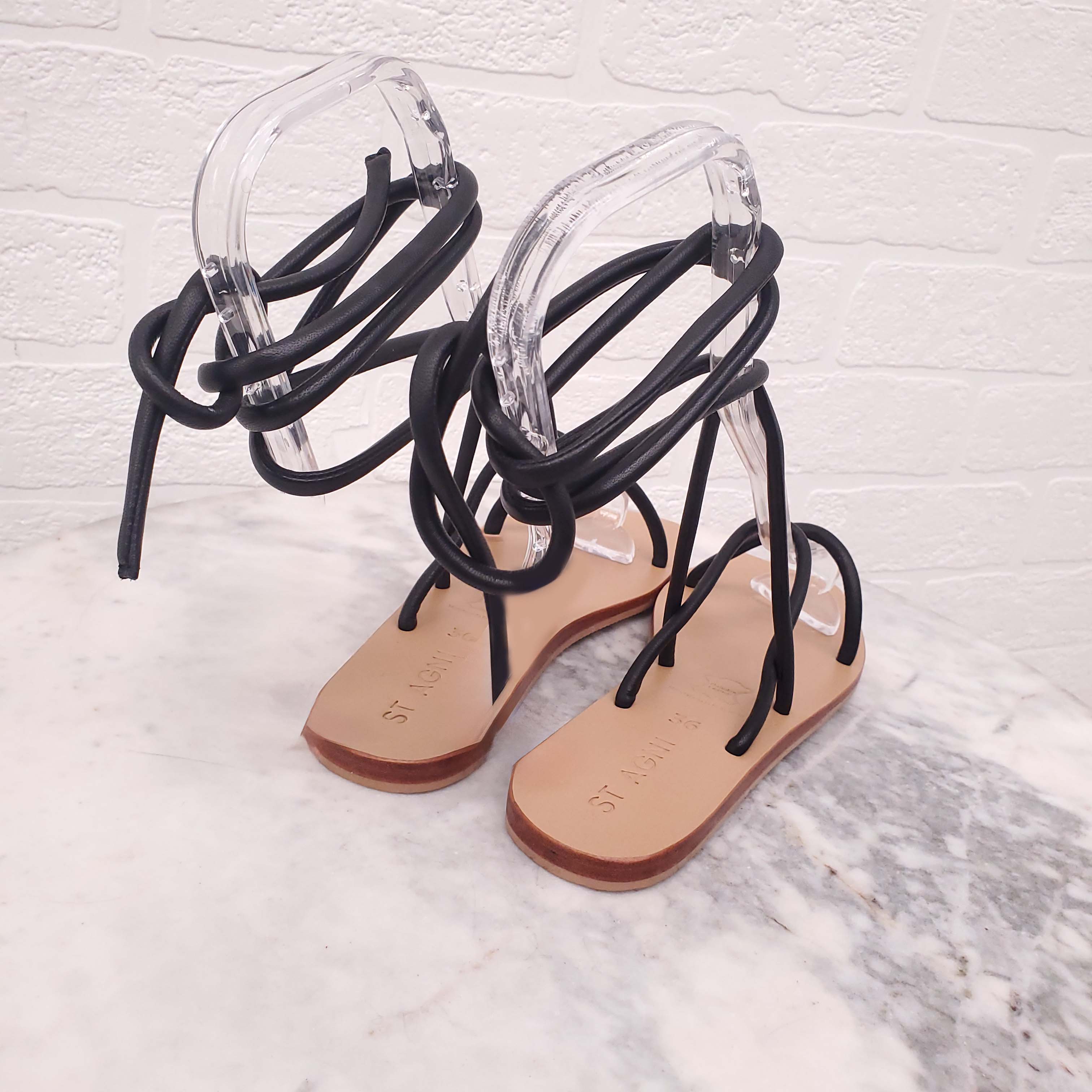 ST AGNI WRAP AROUND LEATHER SANDALS  - SIZE 36