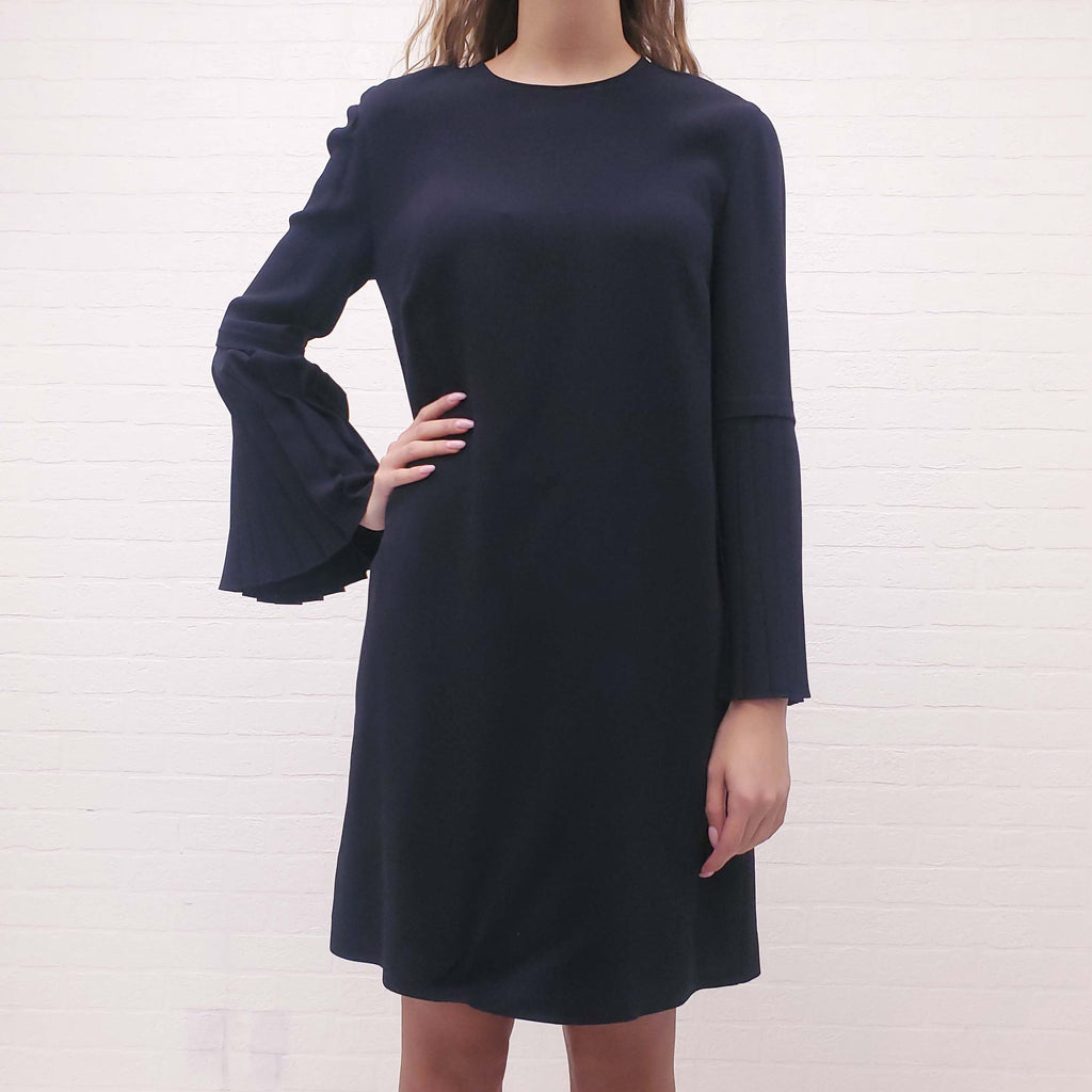 STELLA MCCARTNEY NAVY DRESS WITH PLEATED SLEEVE - SIZE 44