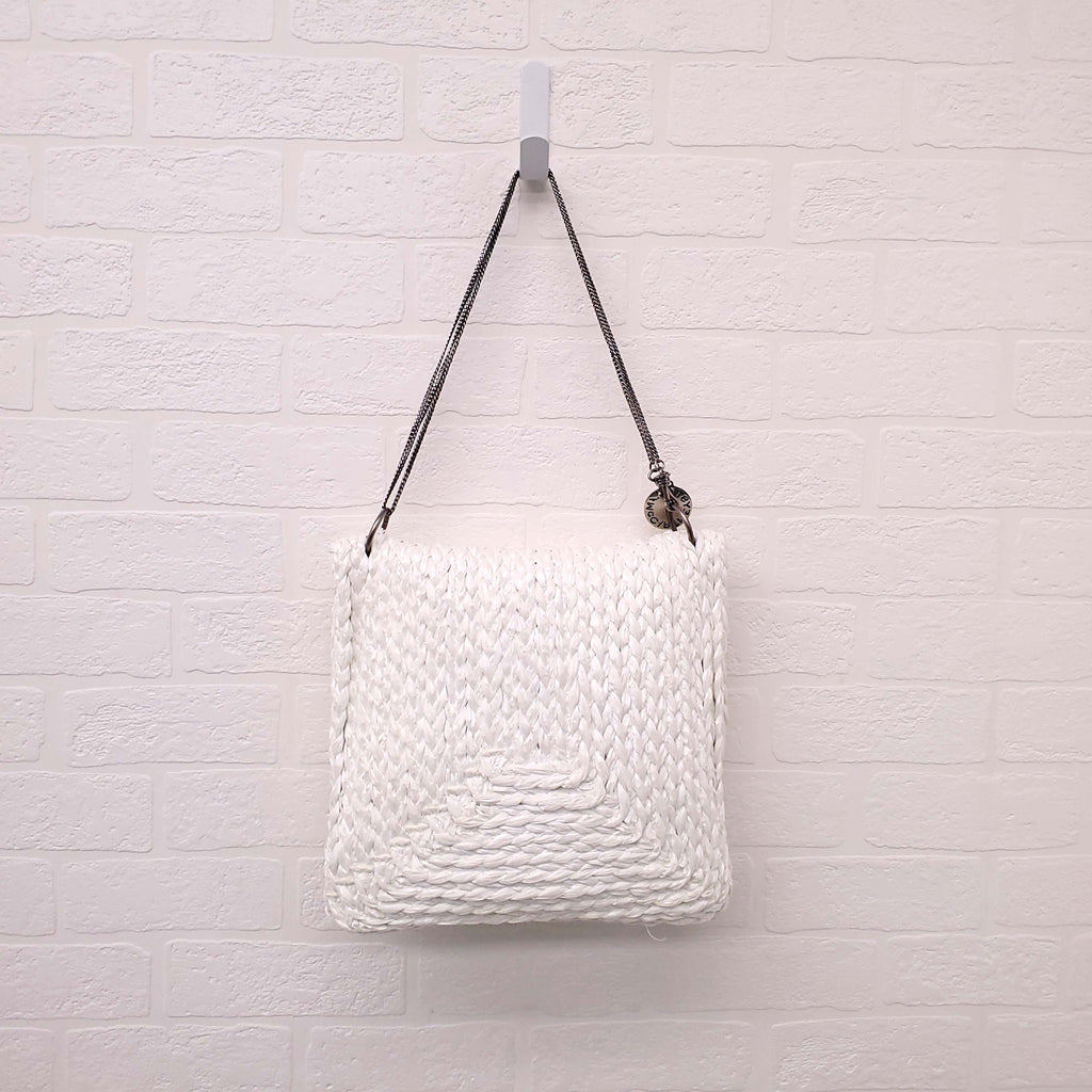 STELLA MCCARTNEY WHITE RAFFIA SHOULDER BAG