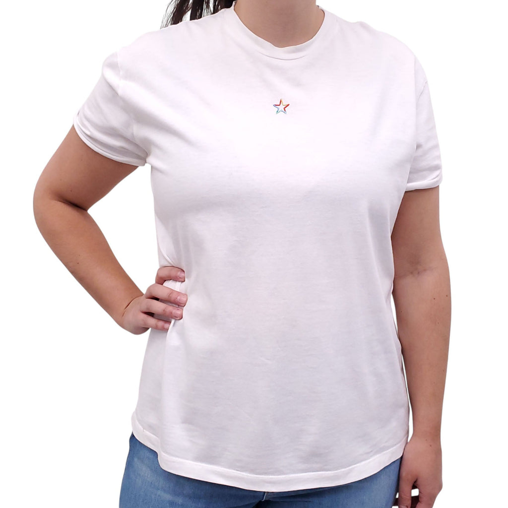 STELLA MCCARTNEY WHITE T-SHIRT WITH STAR DETAIL - SIZE 42