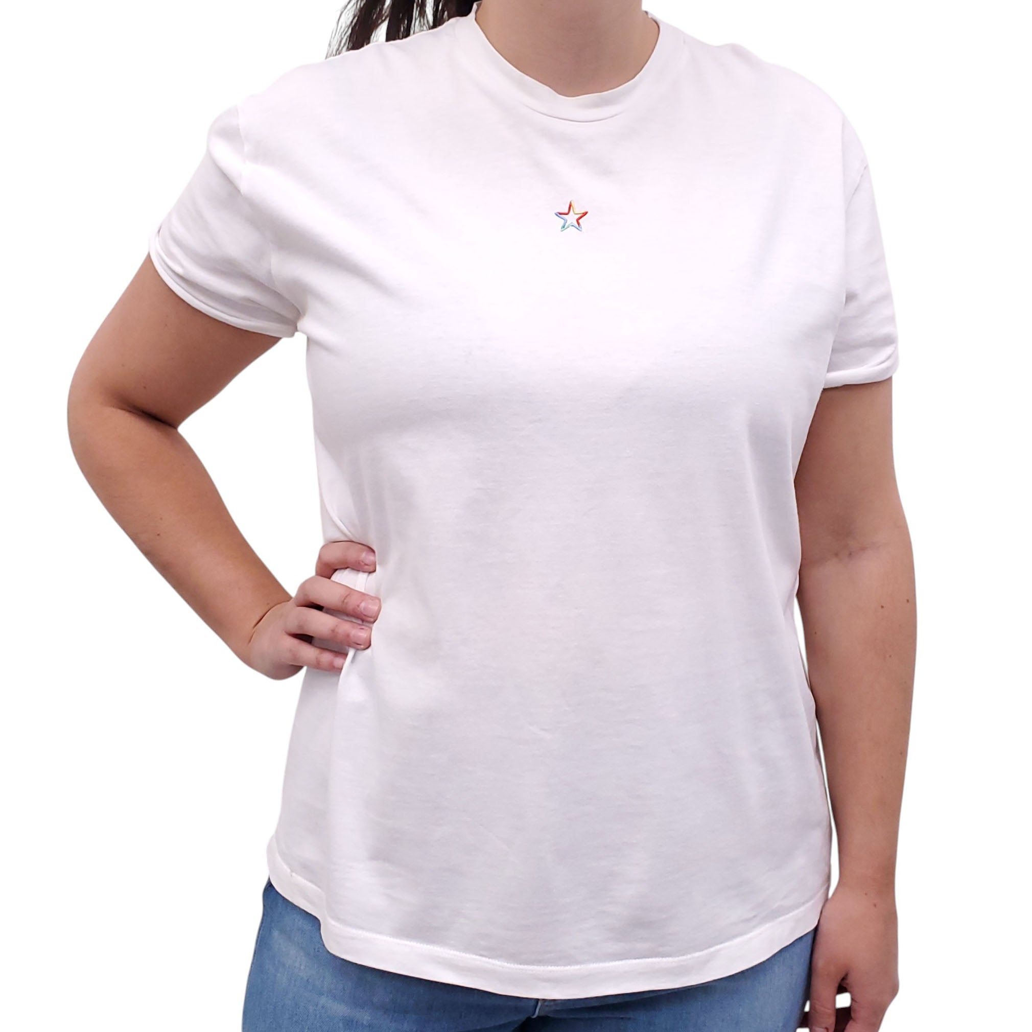 STELLA MCCARTNEY WHITE T-SHIRT WITH STAR DETAIL - SIZE 42