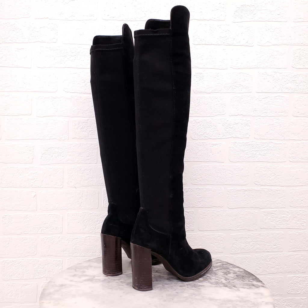 STUART WEITZMAN BLACK KNEE-HIGH SUEDE BOOTS - SIZE 5.5