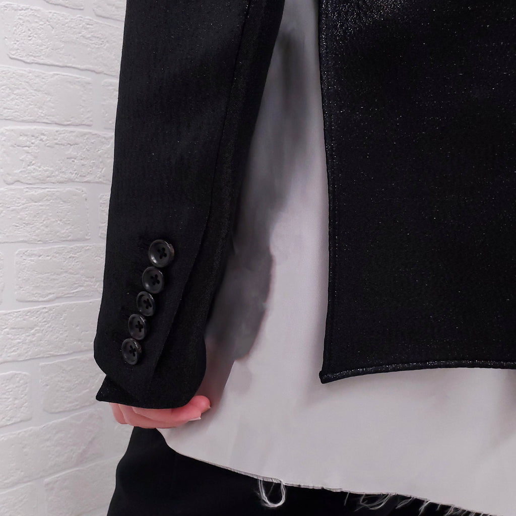 SULVAM BLACK OVERSIZED SPARKLE LAYERED BLAZER - SIZE S
