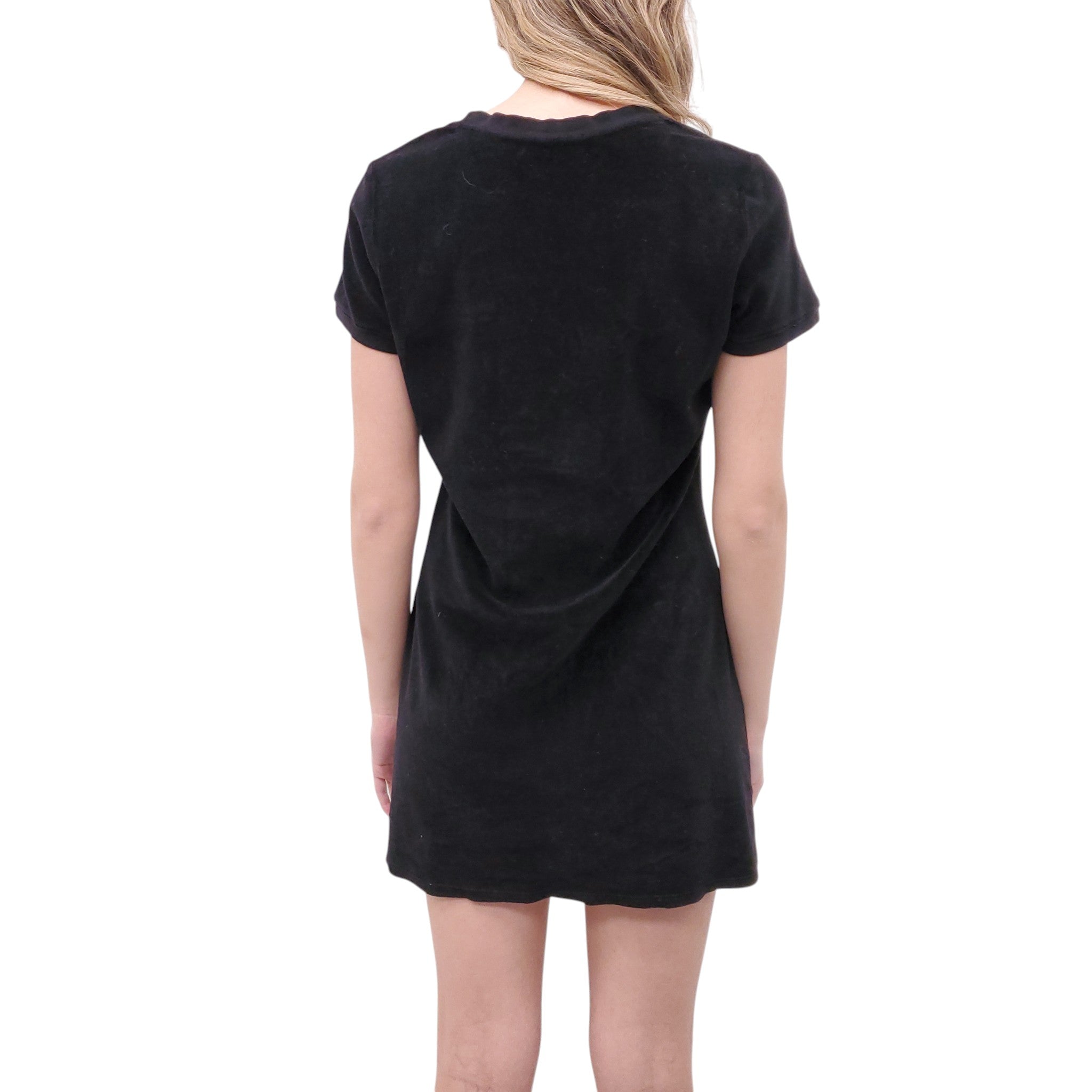 SUZIE KONDI BLACK VELVET T-SHIRT DRESS - SIZE M