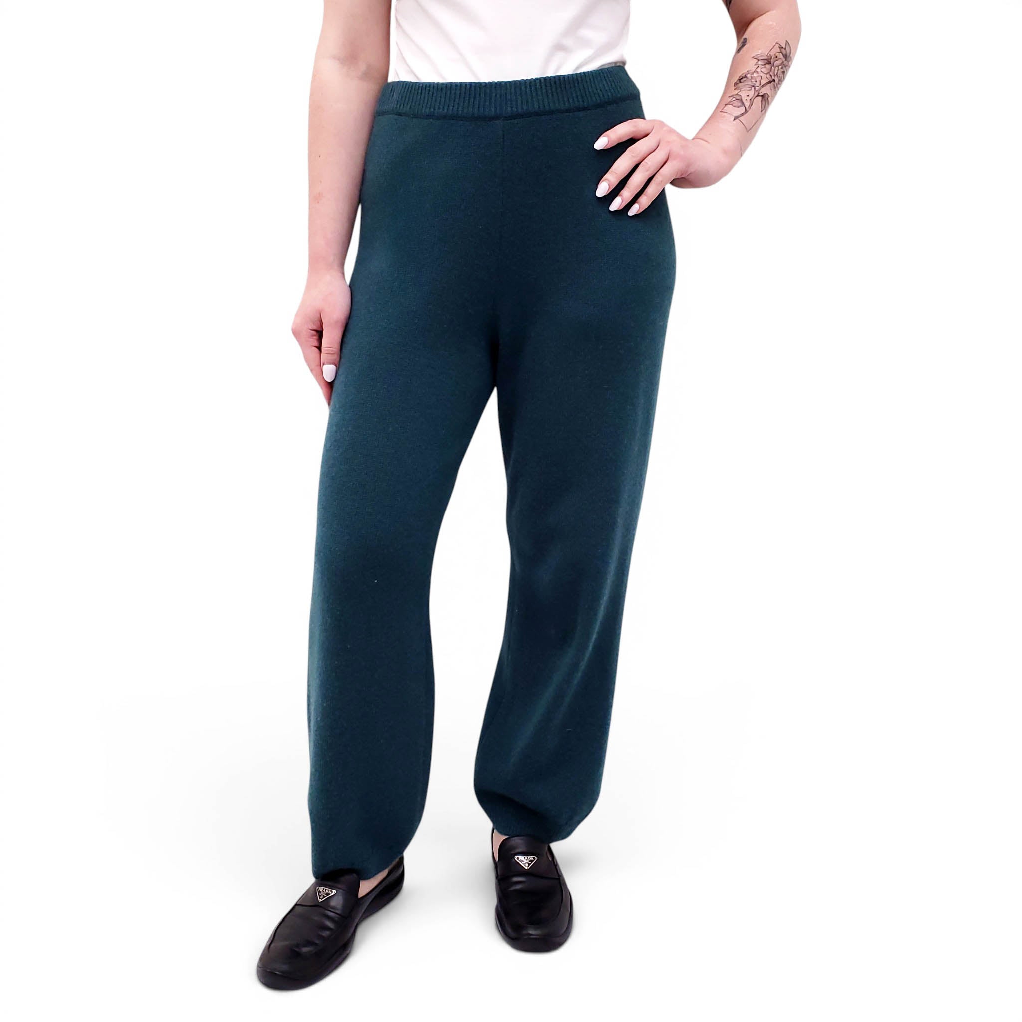 SUZIE KONDI GREEN CASHMERE PANTS - SIZE M