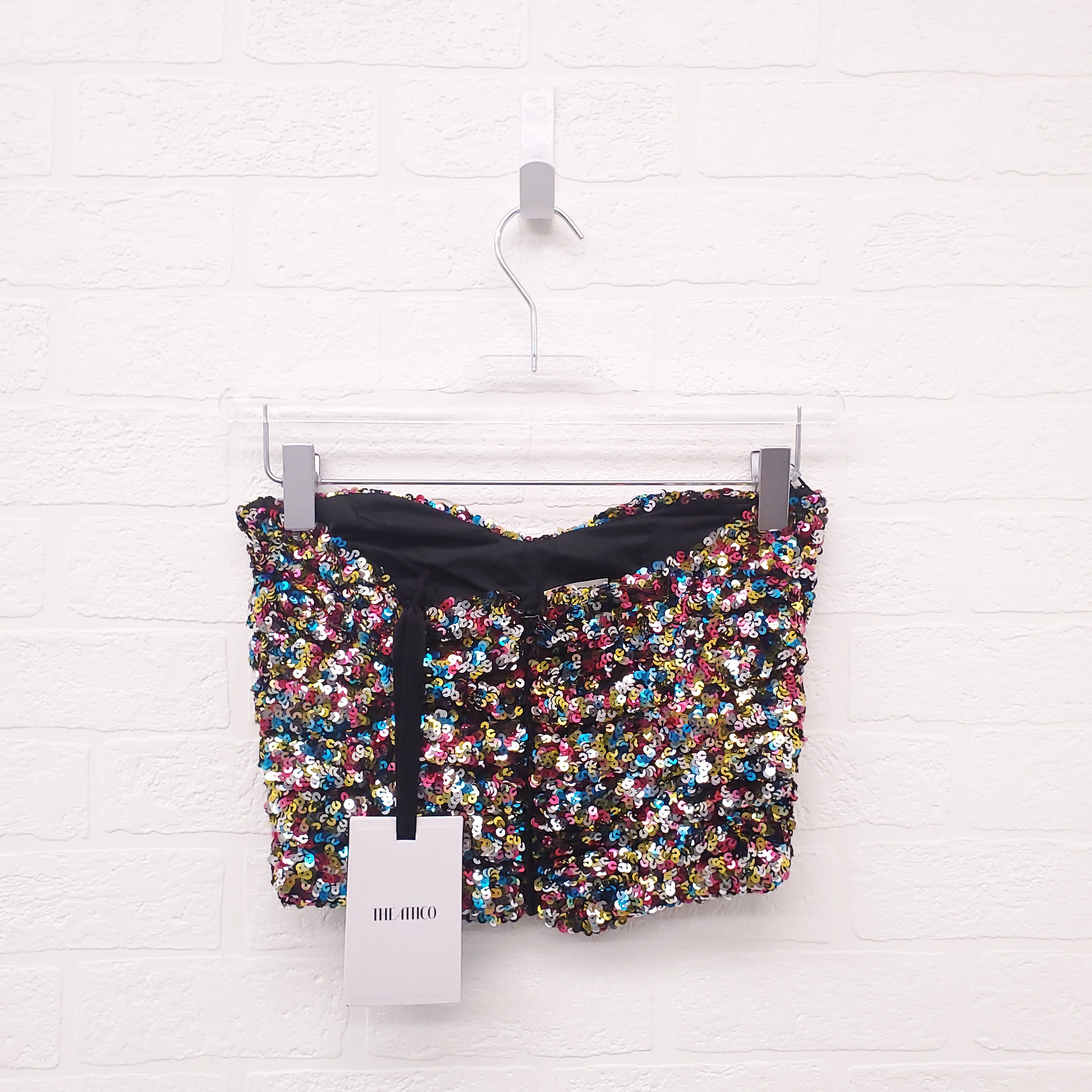 THE ATTICO RAINBOW SEQUIN CUT OUT CROP TOP - SIZE 36