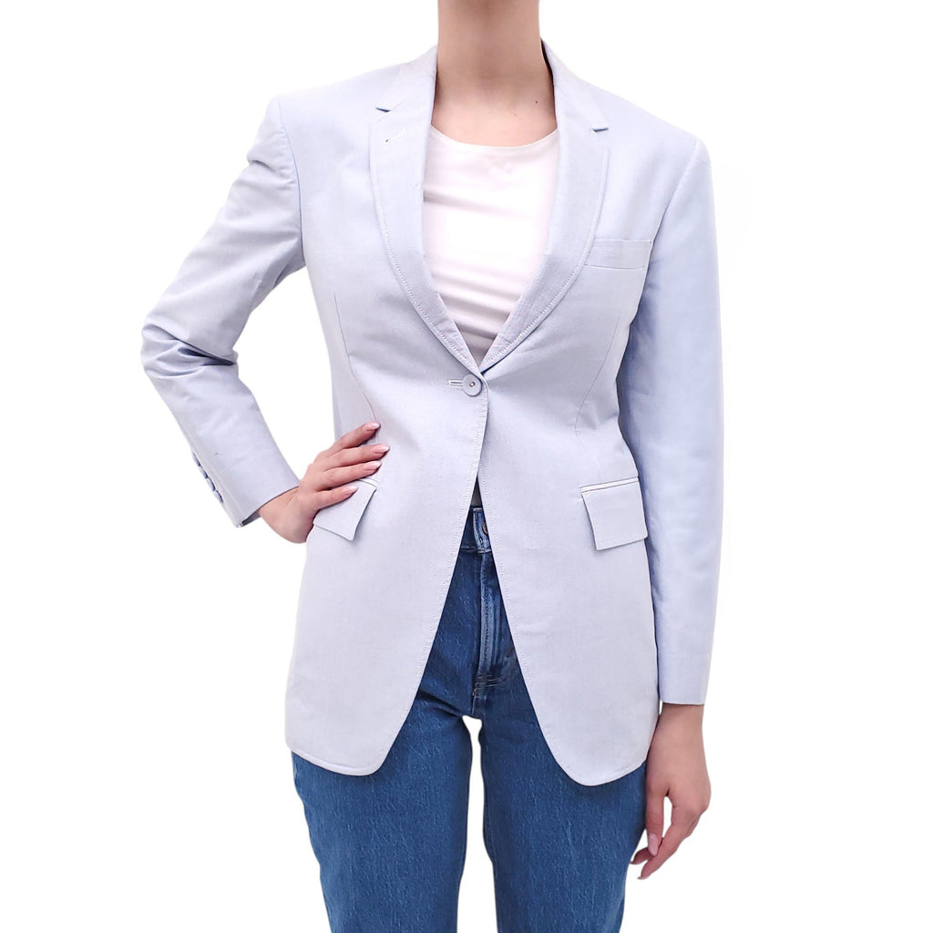 THOM BROWNE BLUE LINEN BLAZER - SIZE 40