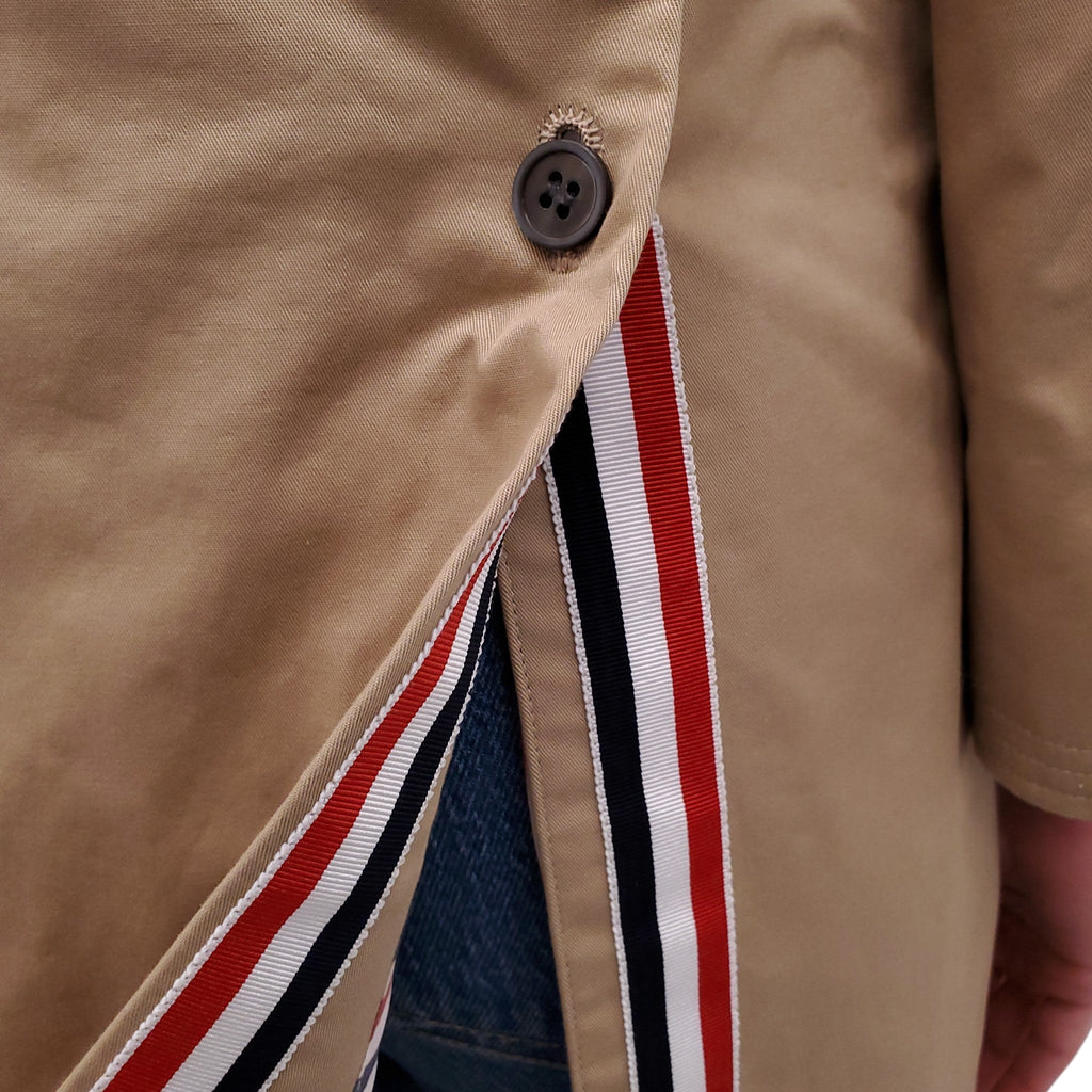 THOM BROWNE KHAKI CLASSIC CHESTERFIELD COAT - SIZE 40