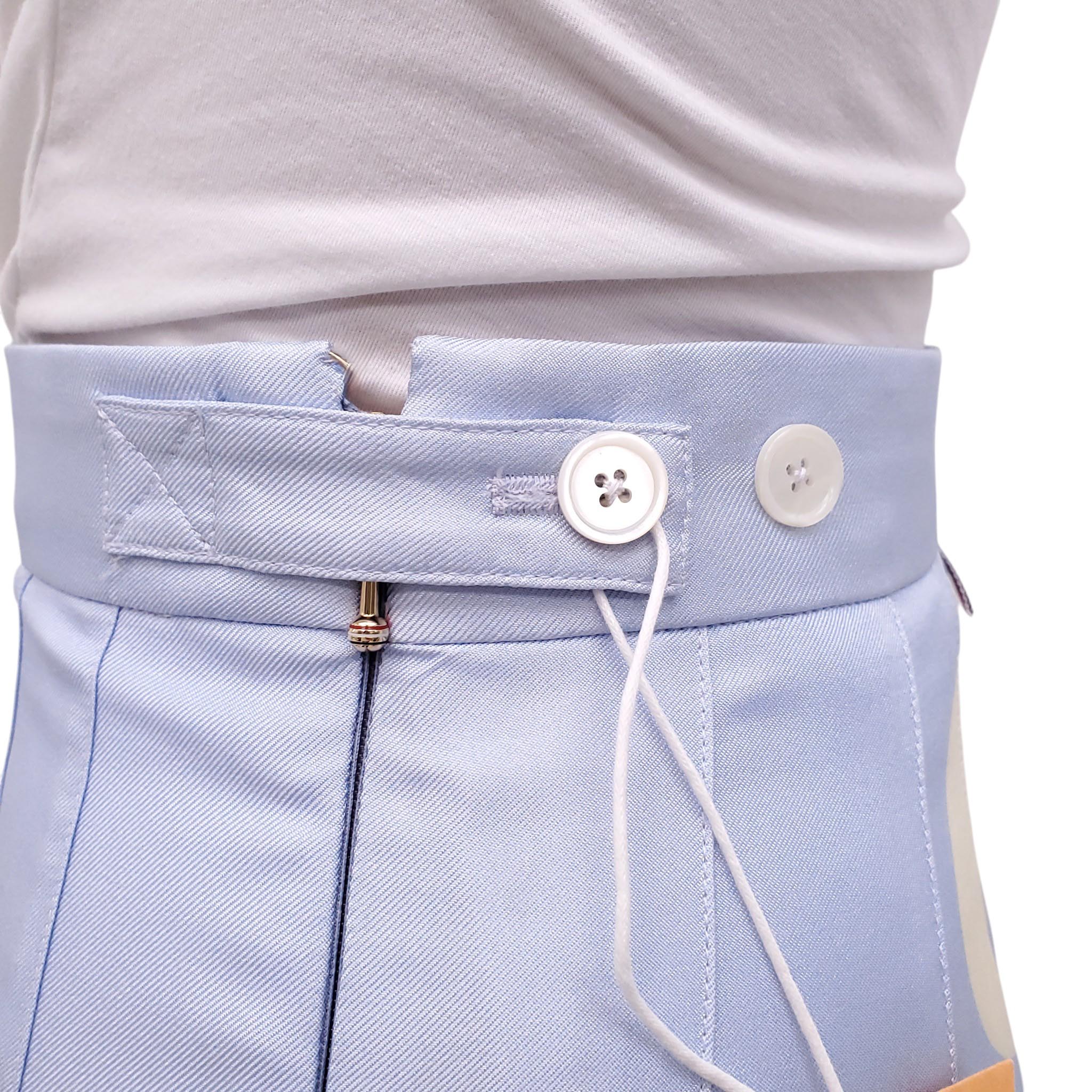 THOM BROWNE LIGHT BLUE POLKA DOT PLEATED SILK SKIRT - SIZE 38
