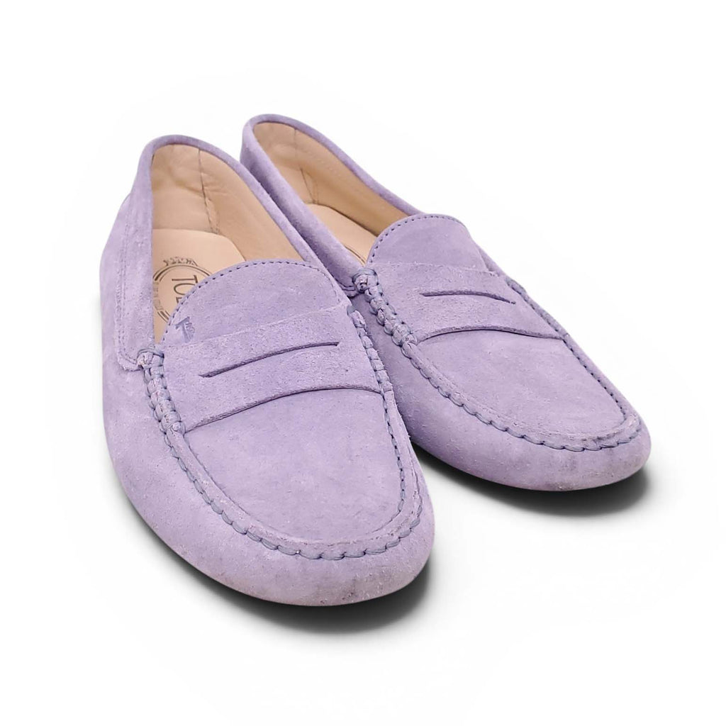 TOD'S PURPLE SUEDE LOAFERS - SIZE 38
