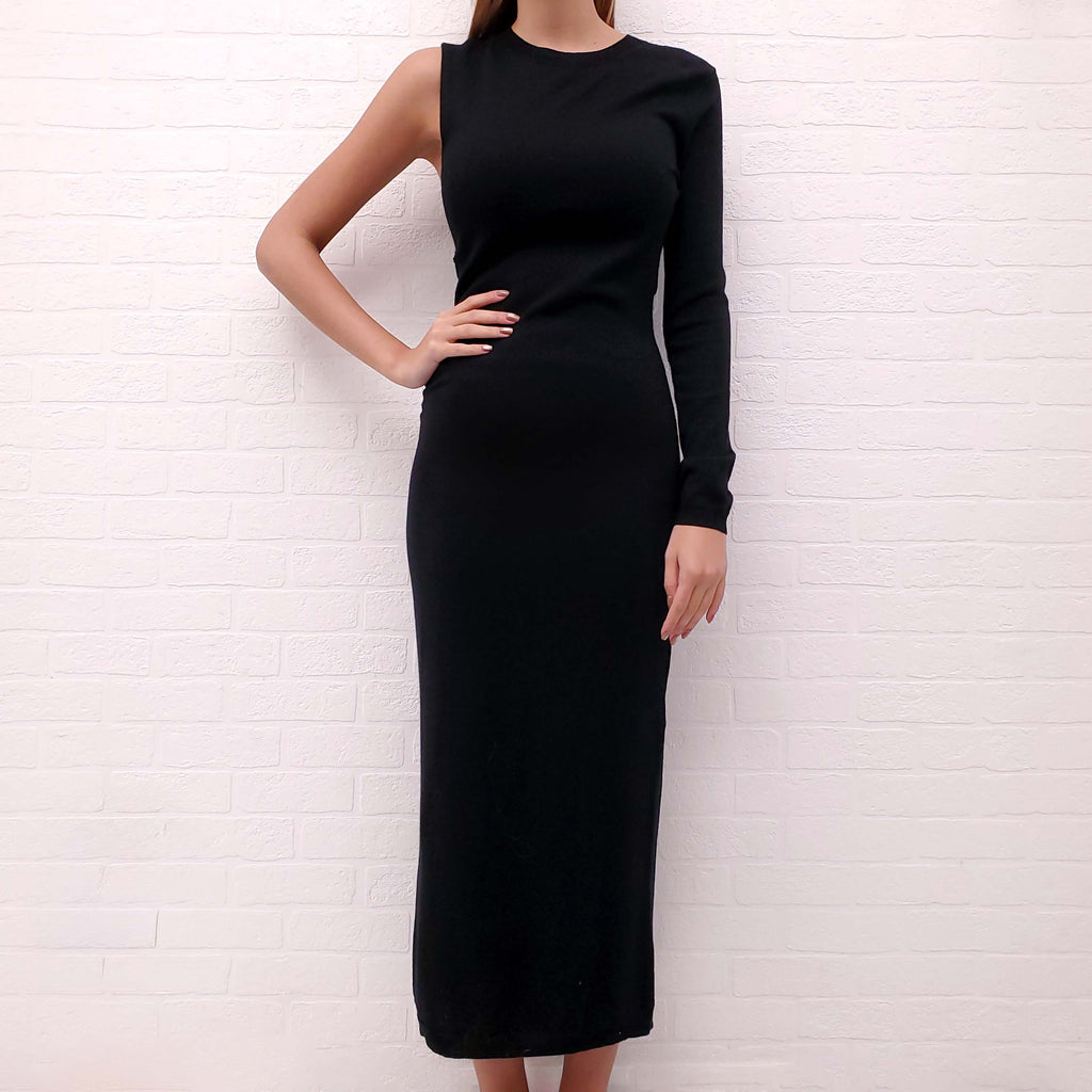 TOTEME BLACK ONE SHOULDER DRESS - SIZE XS