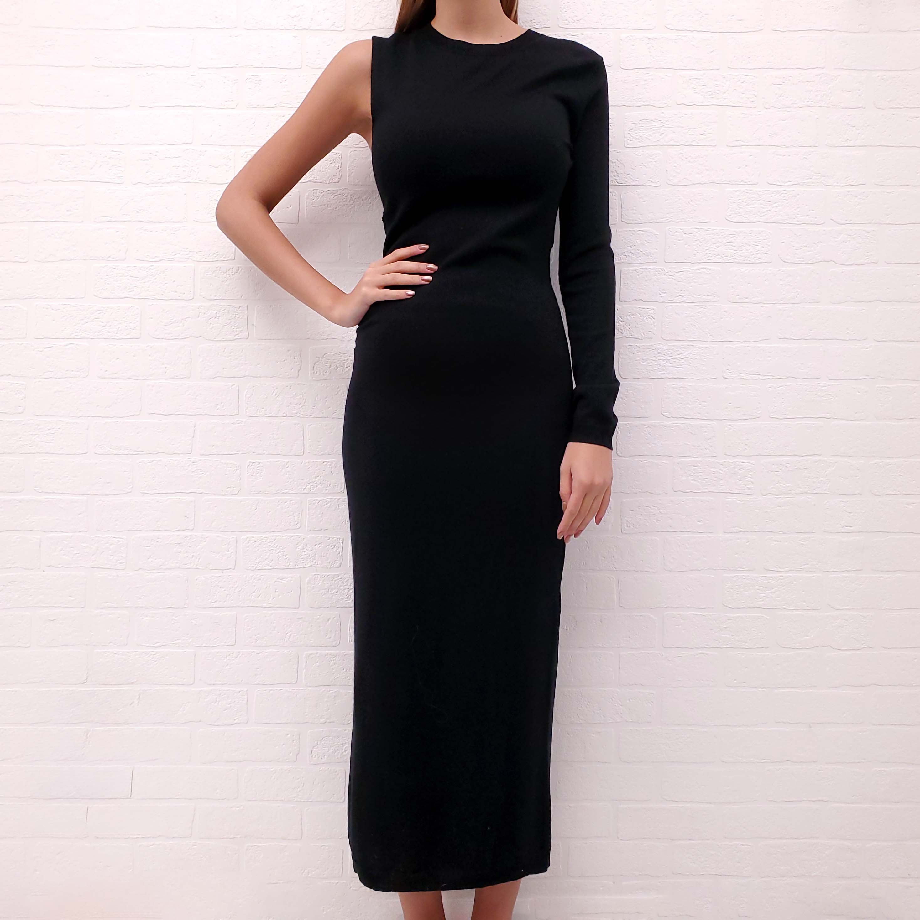 TOTEME BLACK ONE SHOULDER DRESS - SIZE XS