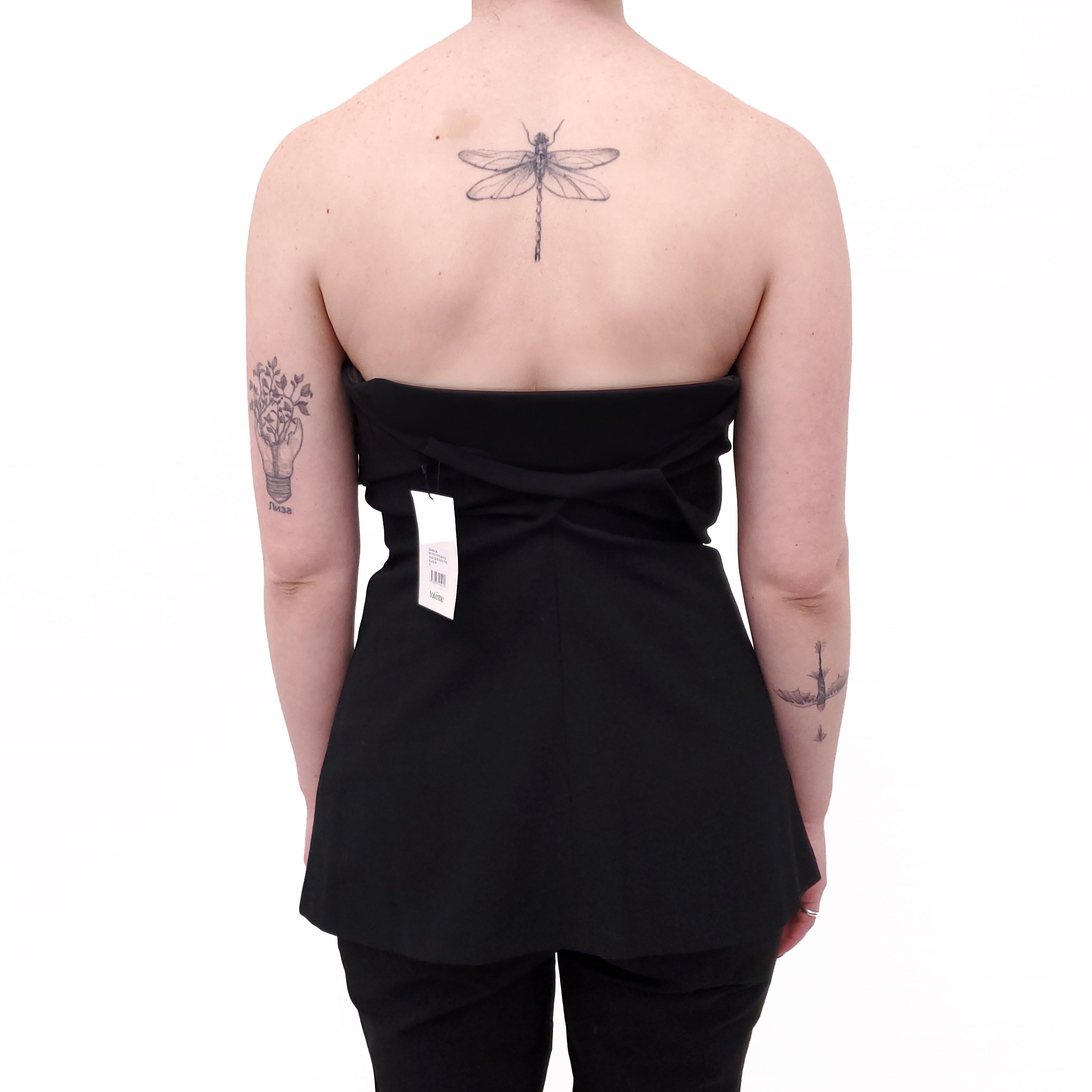 TOTEME BLACK PLEATED TUBE TOP - SIZE 32