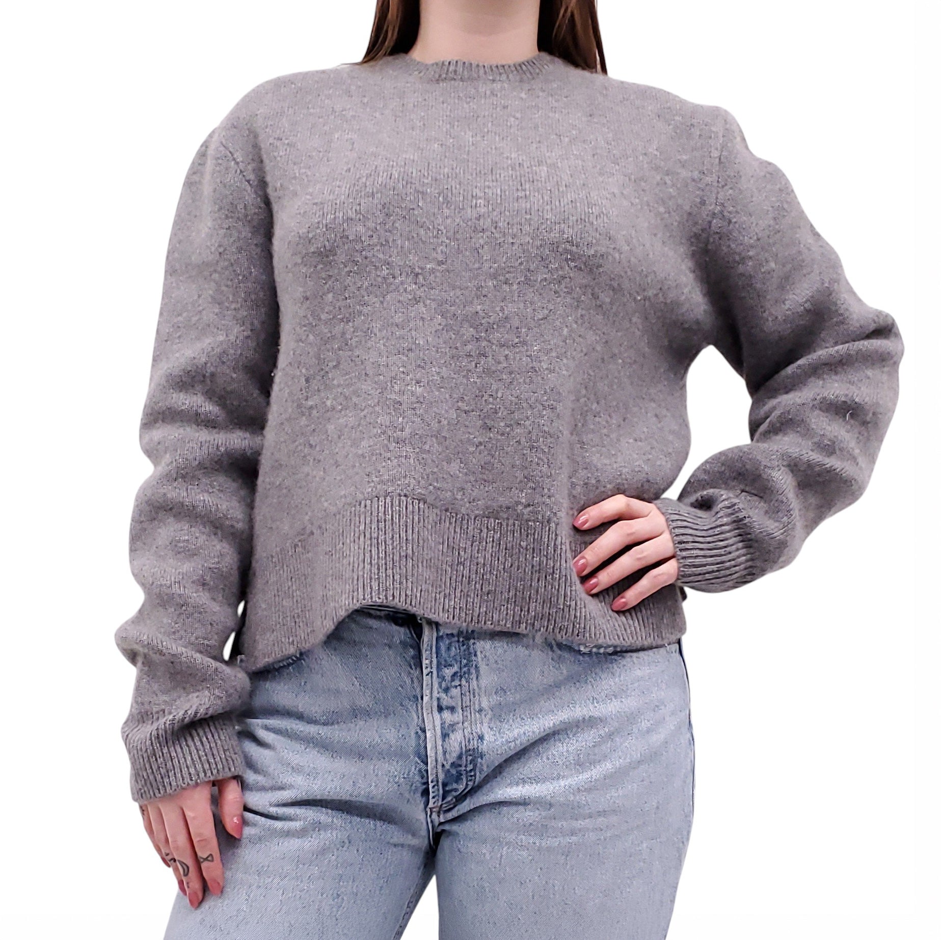 TOTEME GREY KNIT CASHMERE SWEATER - SIZE XL