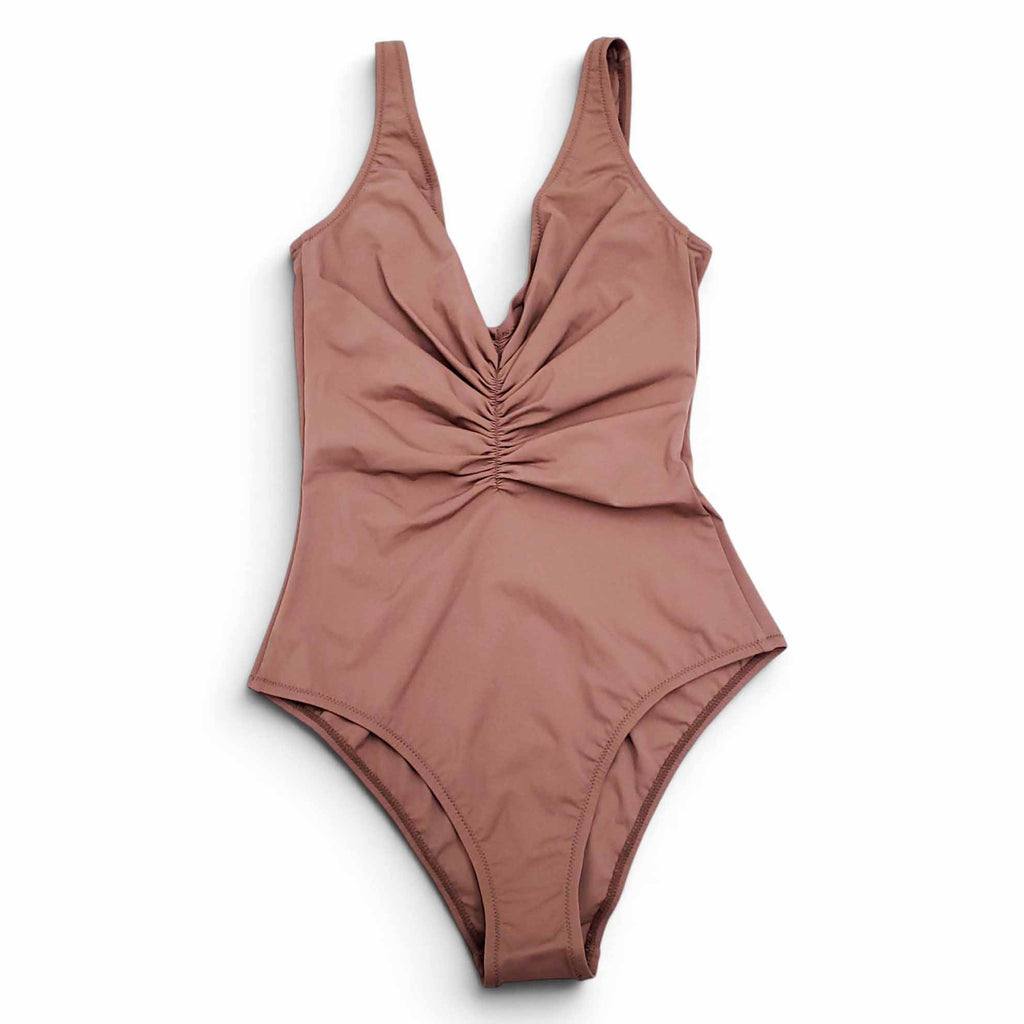 TOTEME NOUGAT RUCHED ONE-PIECE SWIMSUIT - SIZE XS
