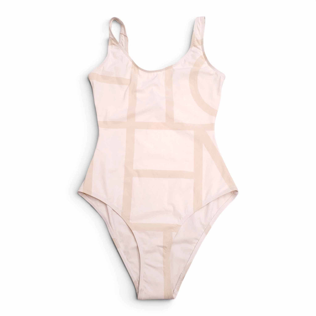 TOTEME SAND MONOGRAM ONE-PIECE SWIMSUIT - SIZE S