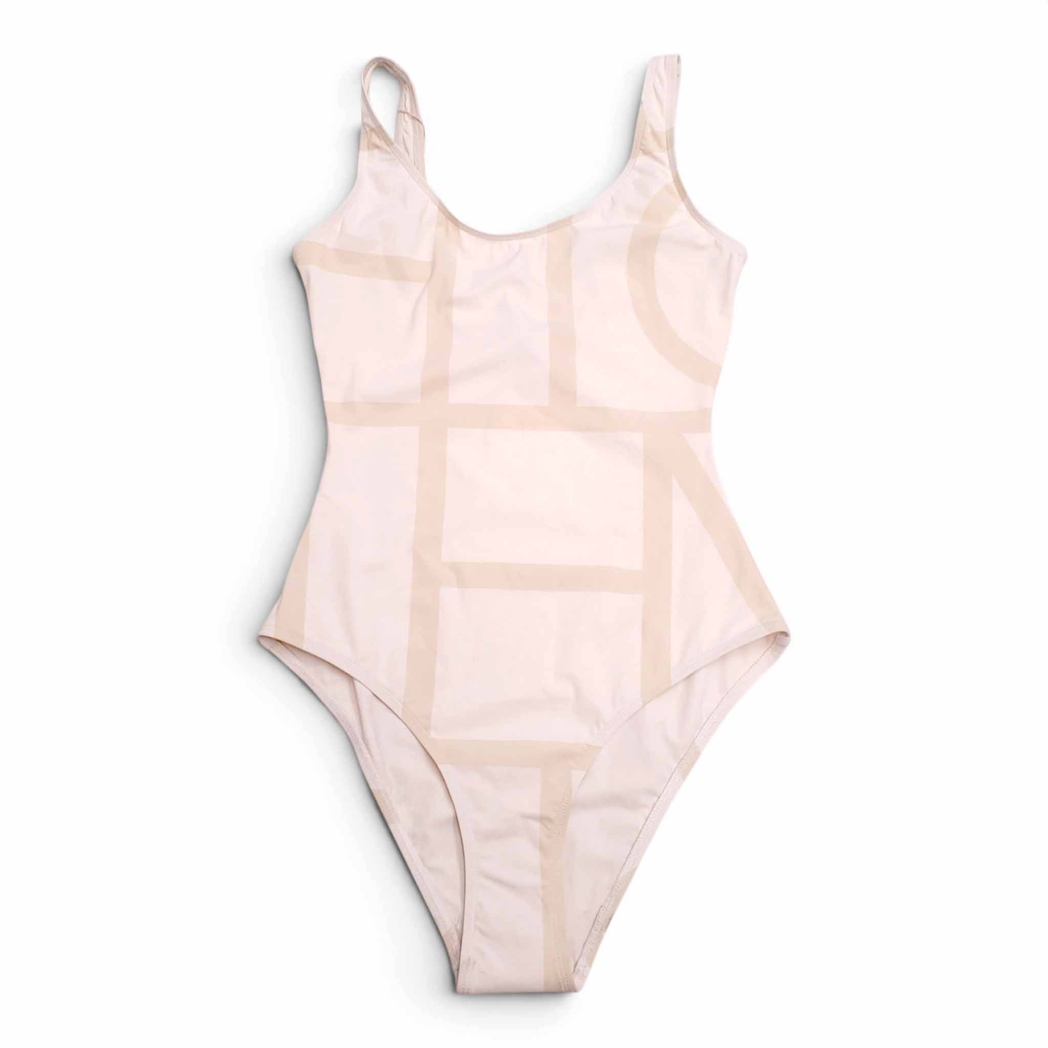 TOTEME SAND MONOGRAM ONE-PIECE SWIMSUIT - SIZE S