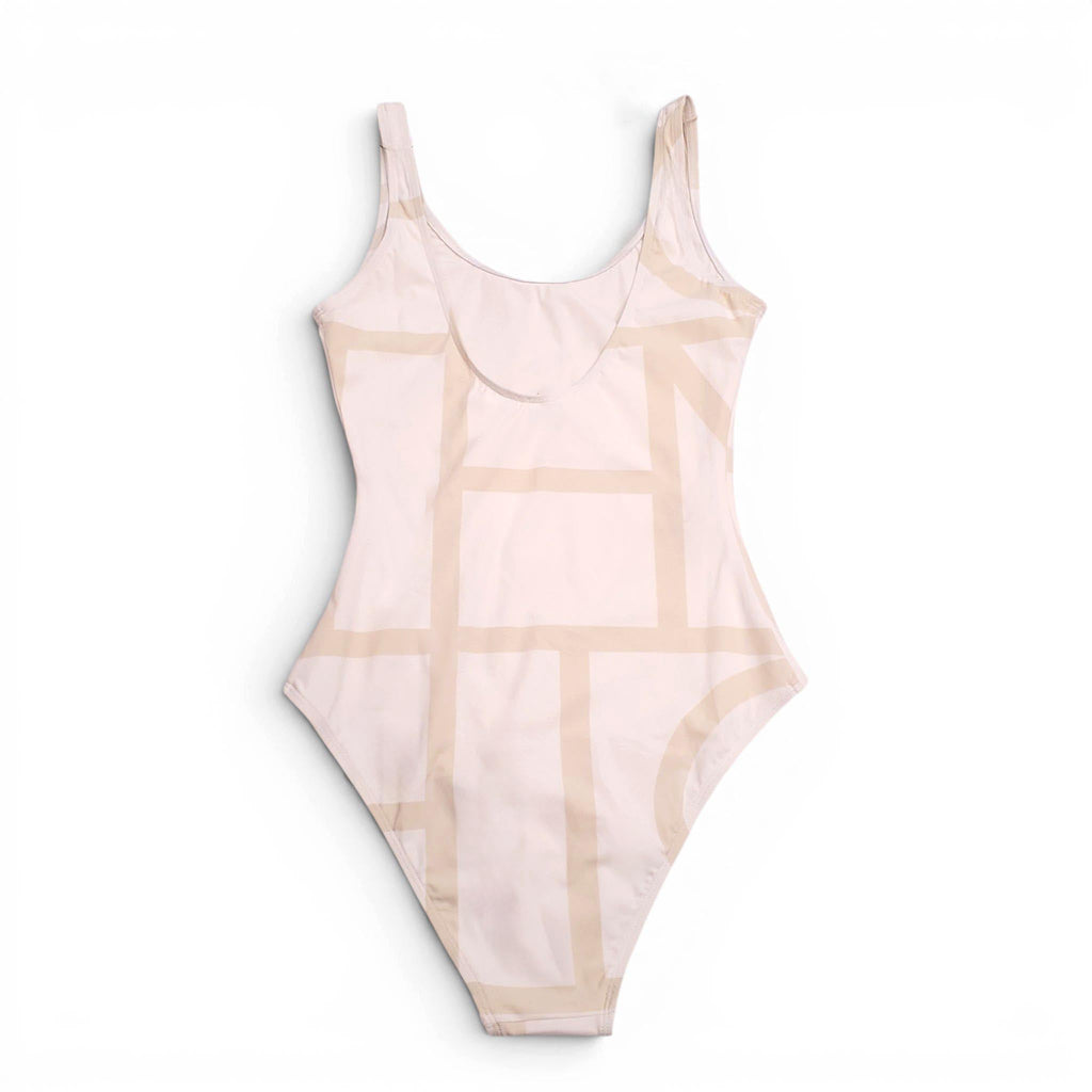 TOTEME SAND MONOGRAM ONE-PIECE SWIMSUIT - SIZE S