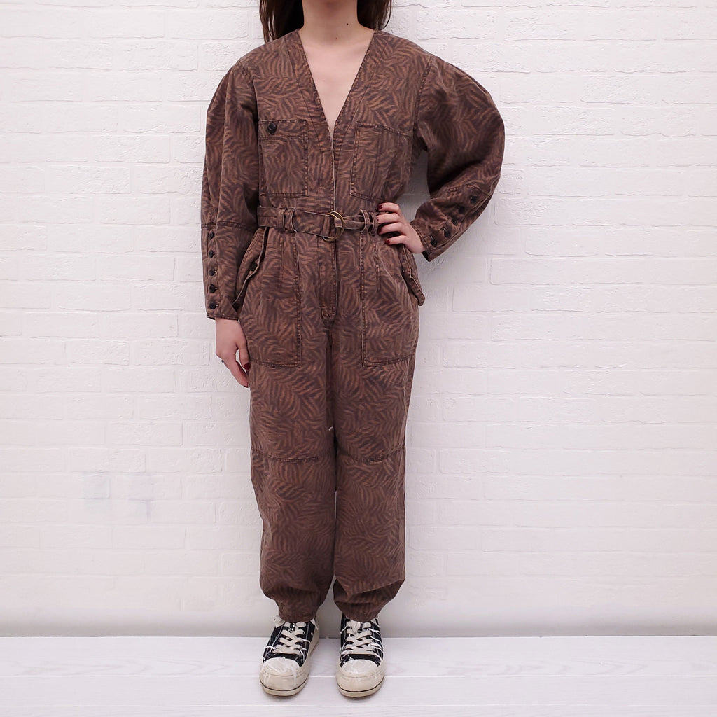 ULLA JOHNSON ANIMAL PRINT COTTON JUMPSUIT - SIZE 4