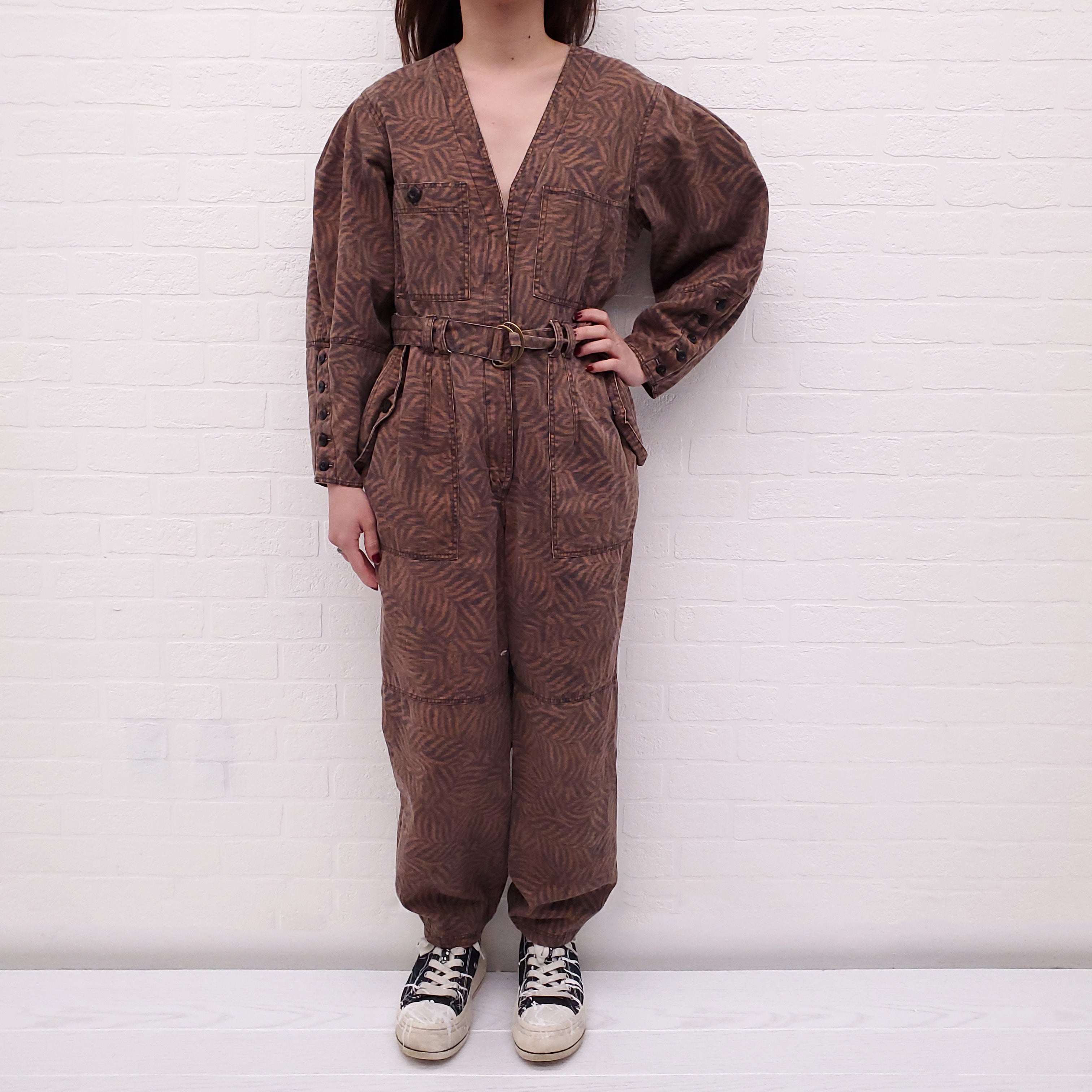 ULLA JOHNSON ANIMAL PRINT COTTON JUMPSUIT - SIZE 4