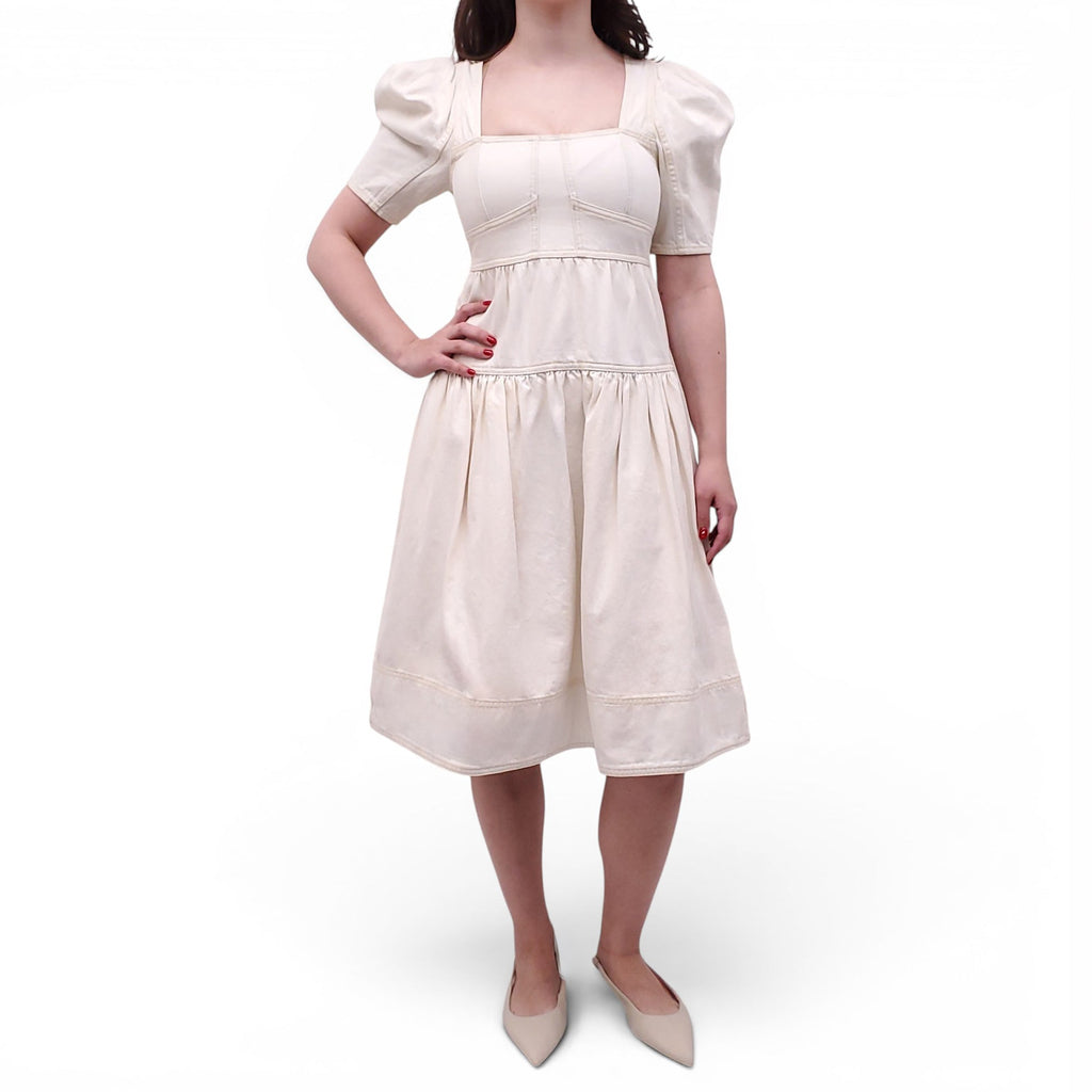 ULLA JOHNSON WHITE DENIM DRESS - SIZE 2