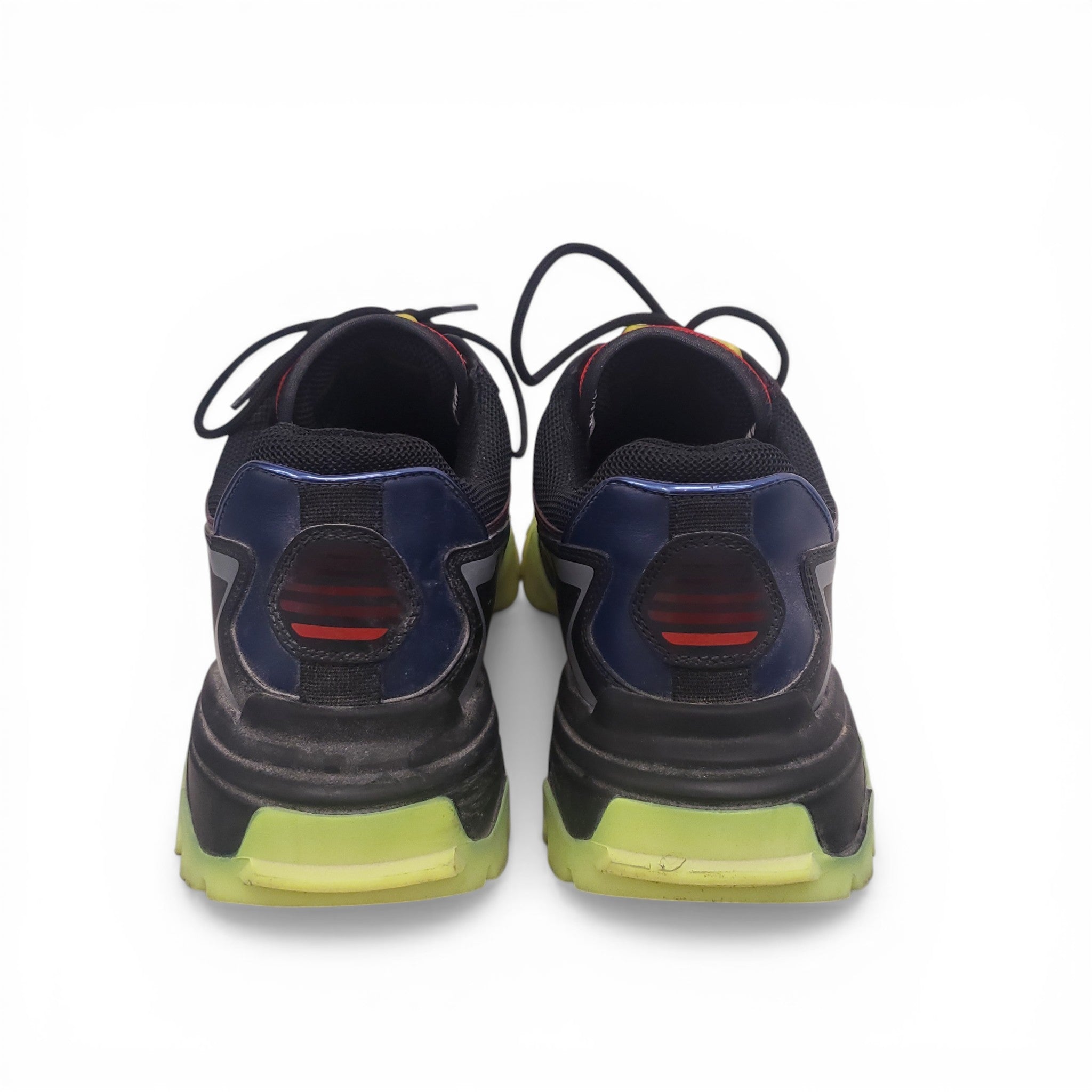 VALENTINO BLACK AND GREEN TRACK SNEAKERS - SIZE 40.5