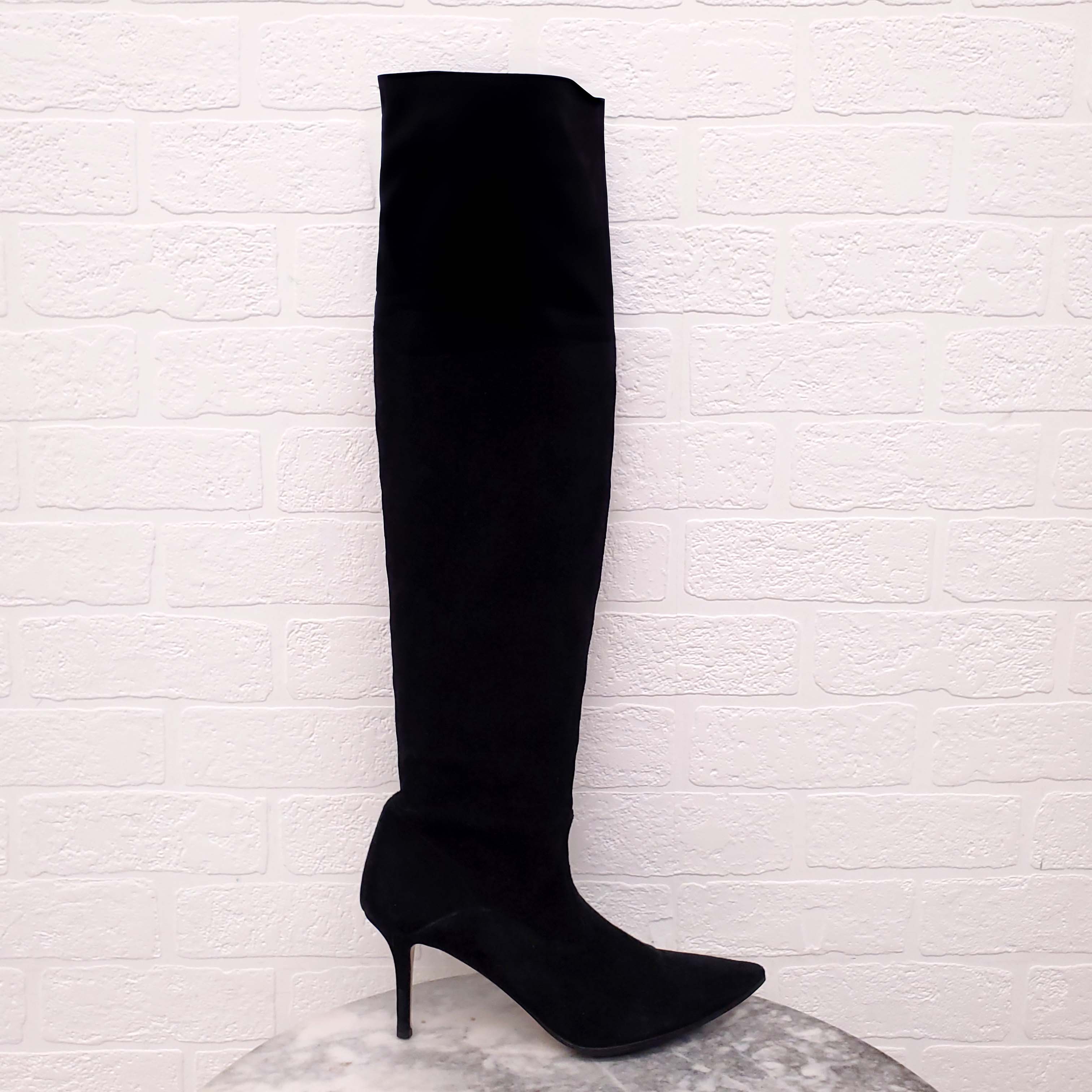 VALENTINO BLACK SUEDE KNEE HIGH BOOTS - SIZE 40