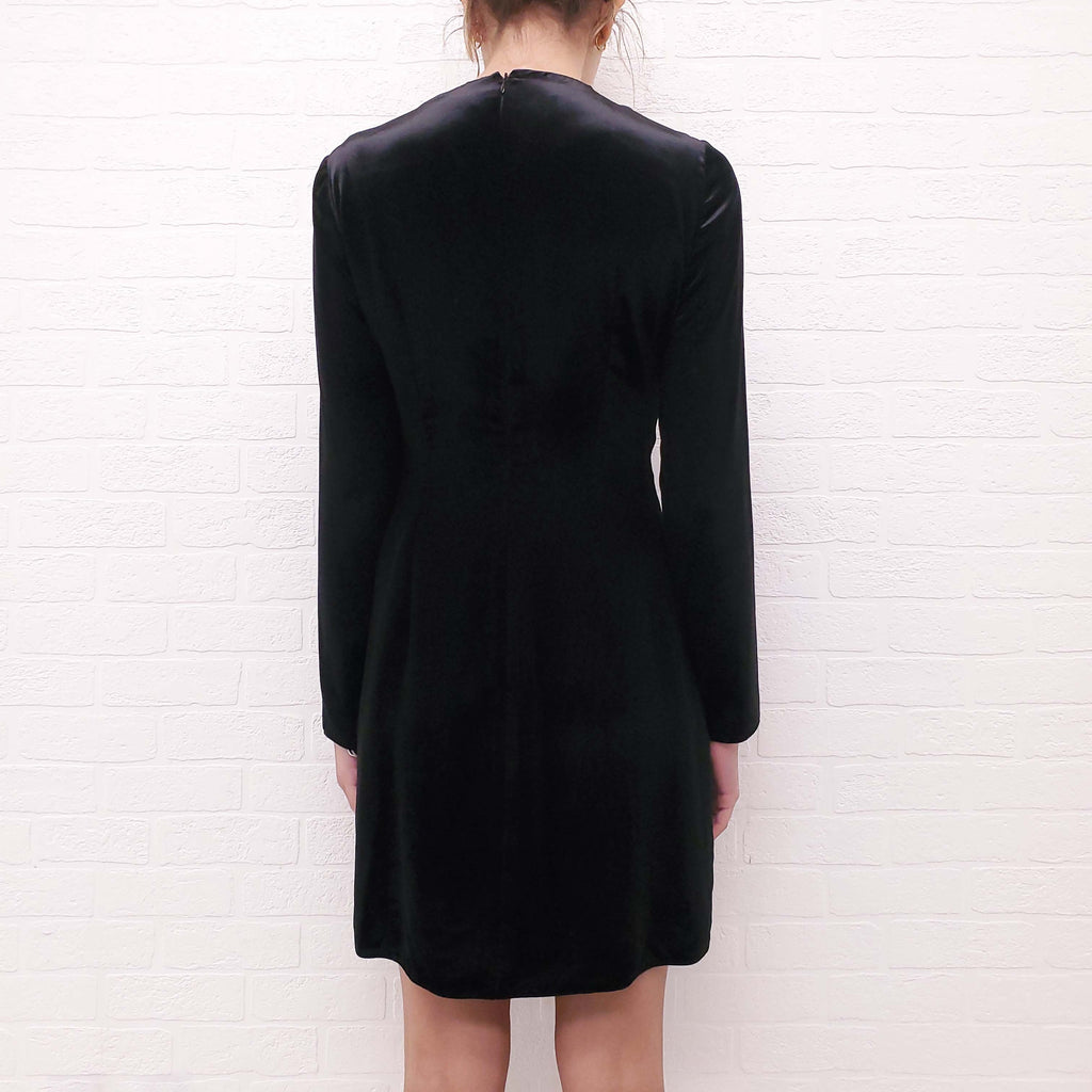 VALENTINO BLACK VELVET DRESS WITH CRYSTAL SNAKE DETAIL - SIZE 6