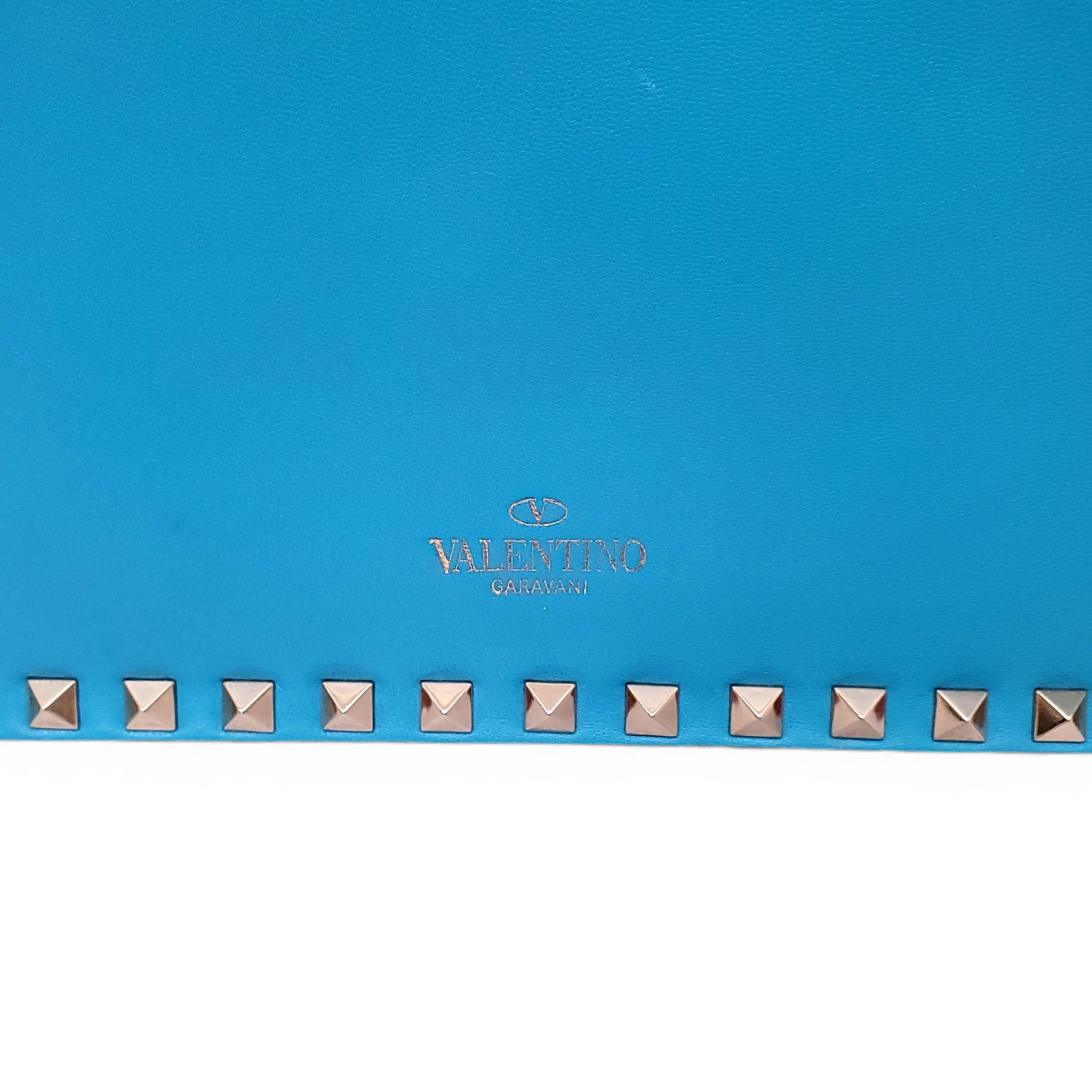VALENTINO BRIGHT BLUE ROCKSTUD WRISTLET CLUTCH