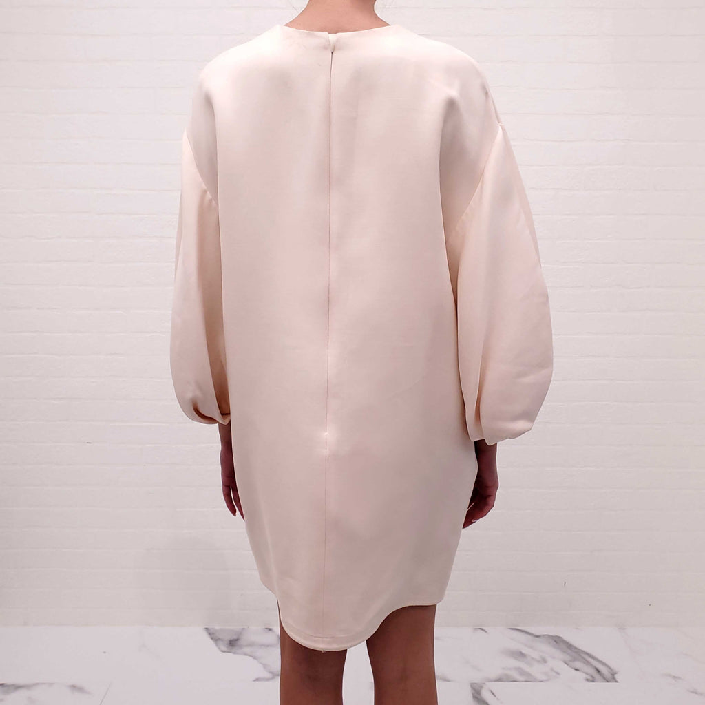VALENTINO CREAM WOOL AND SILK BLEND CREPE MINI DRESS - SIZE 42