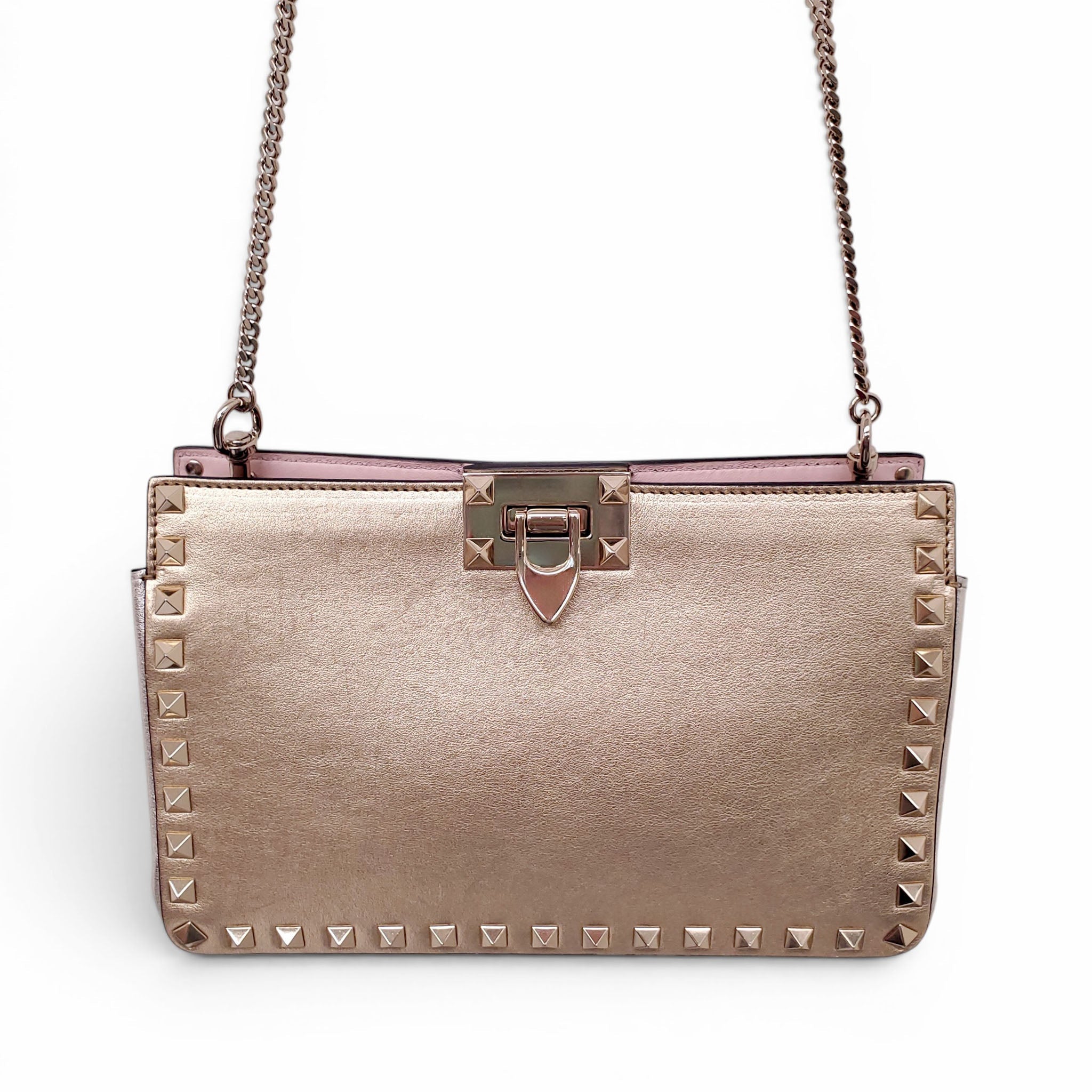 VALENTINO GOLD METALLIC CROSSBODY CLUTCH