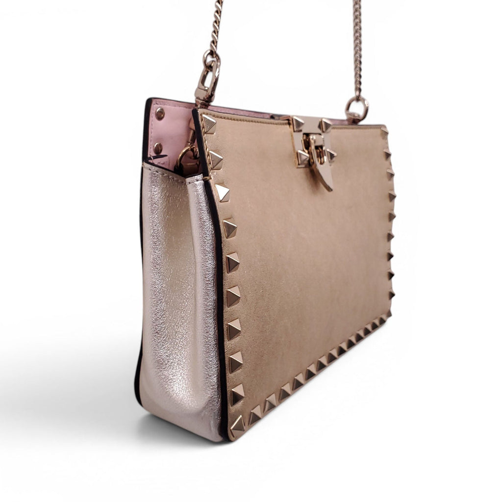 VALENTINO GOLD METALLIC CROSSBODY CLUTCH