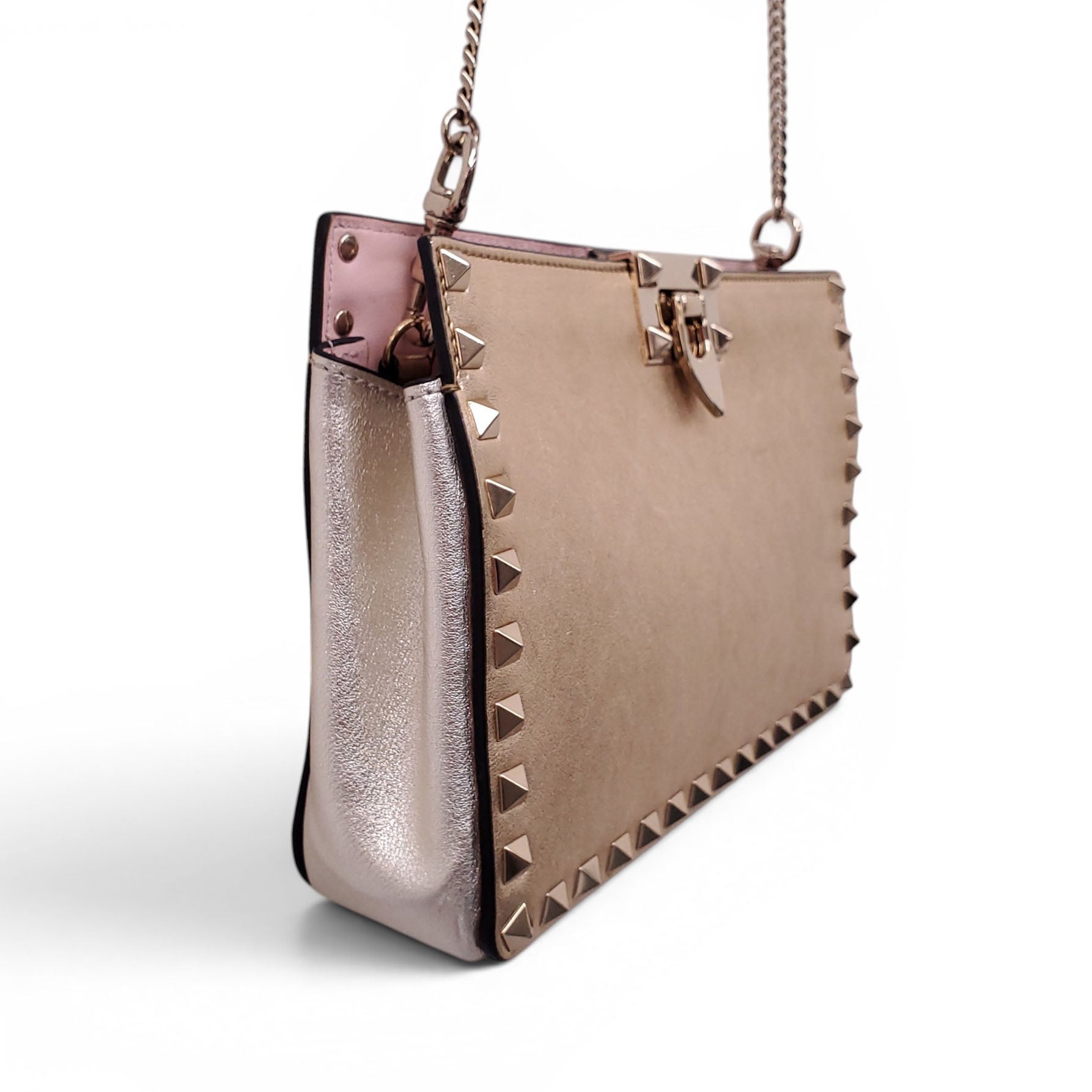 VALENTINO GOLD METALLIC CROSSBODY CLUTCH
