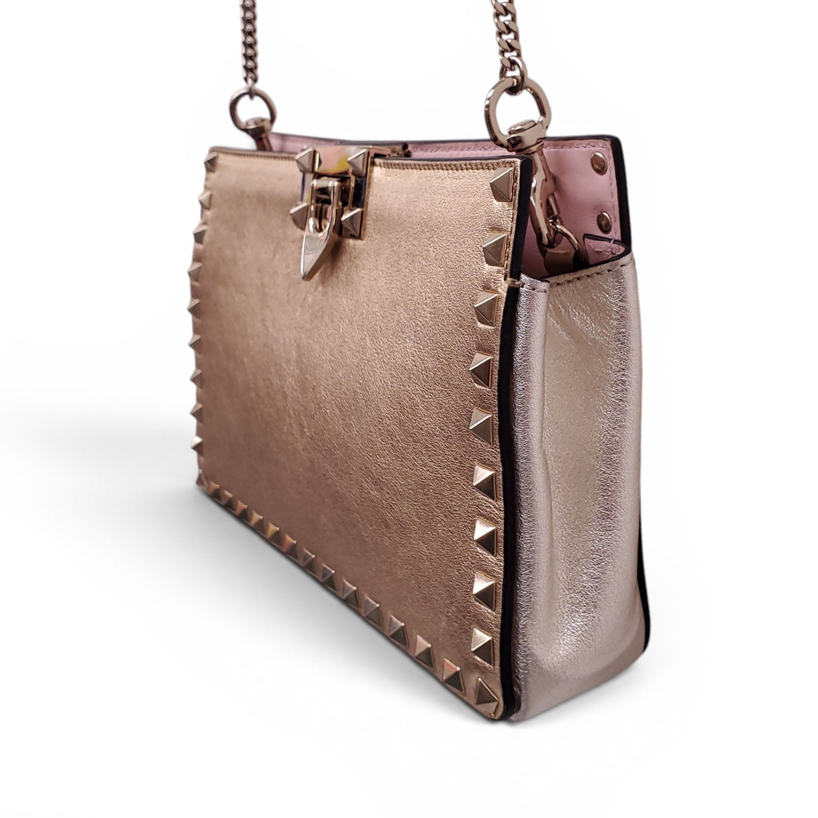 VALENTINO GOLD METALLIC CROSSBODY CLUTCH