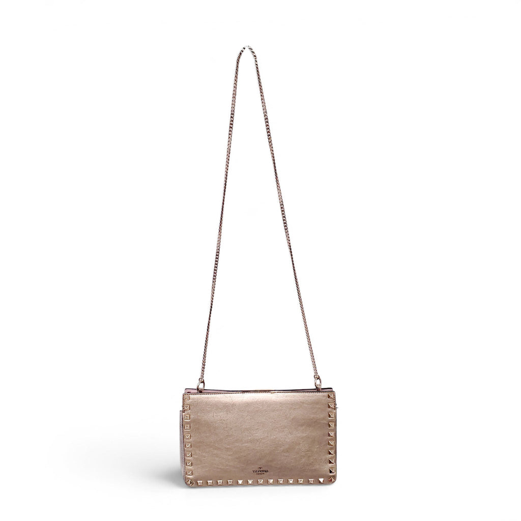 VALENTINO GOLD METALLIC CROSSBODY CLUTCH