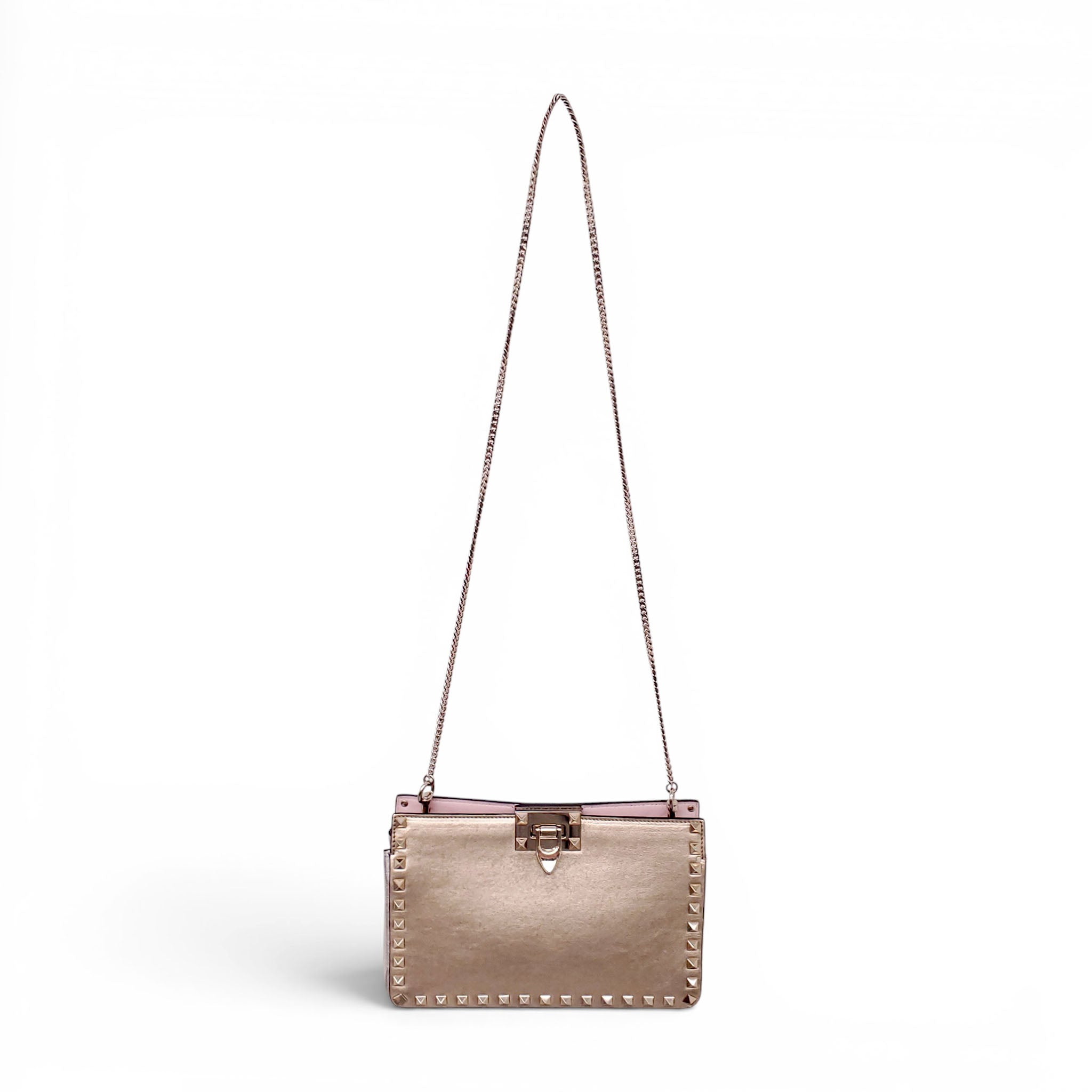VALENTINO GOLD METALLIC CROSSBODY CLUTCH