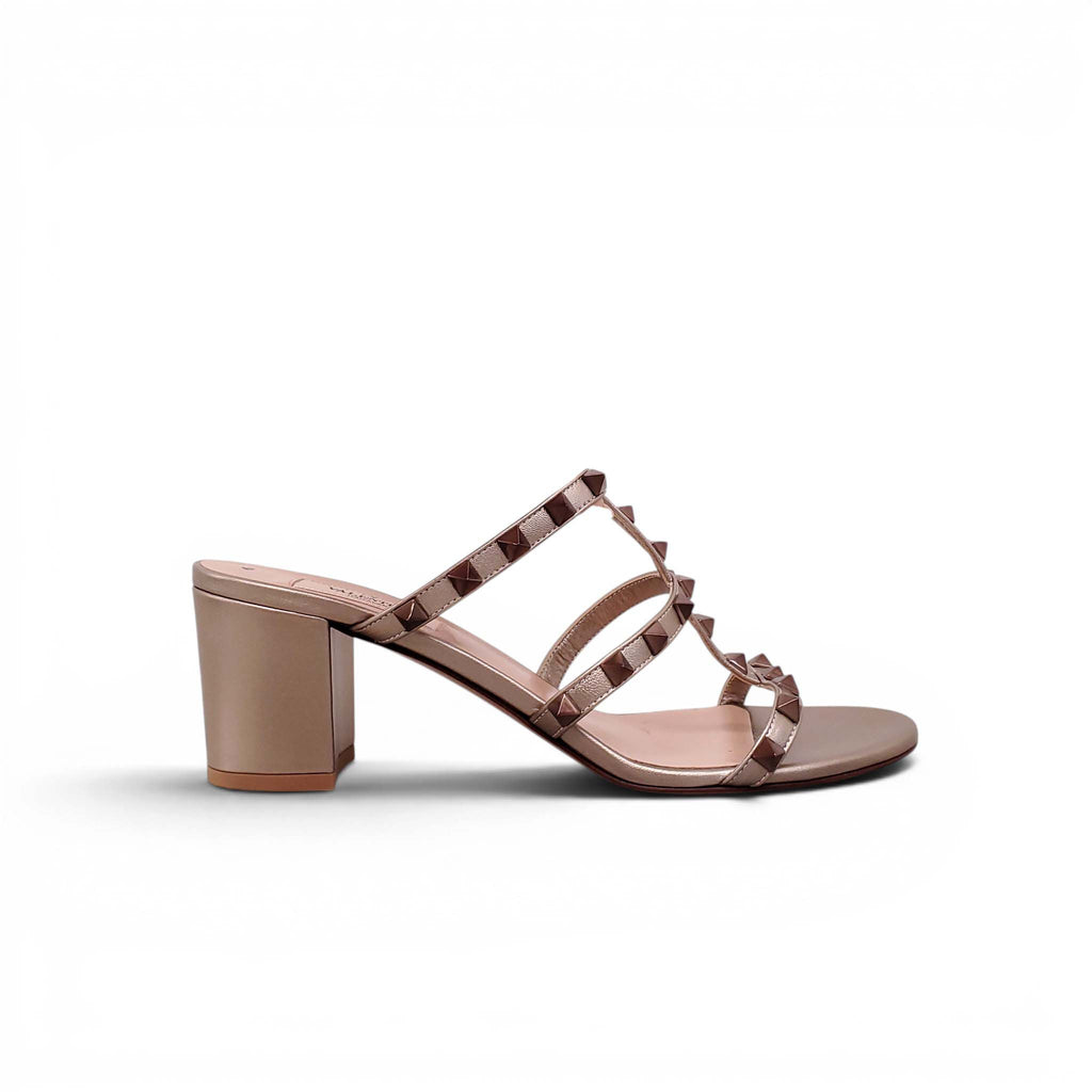VALENTINO GOLD ROCKSTUD SANDALS - SIZE 39