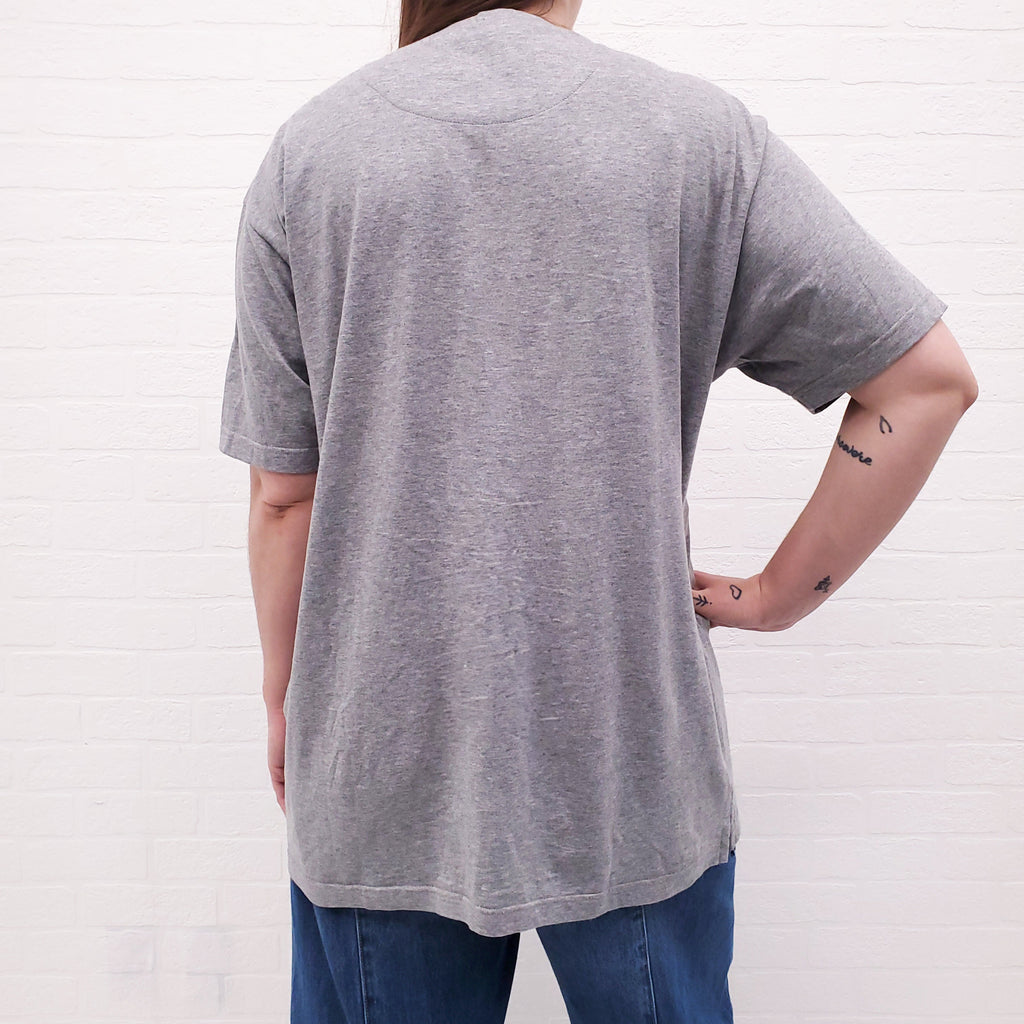 VALENTINO GREY BEADED LOGO T-SHIRT - SIZE XL
