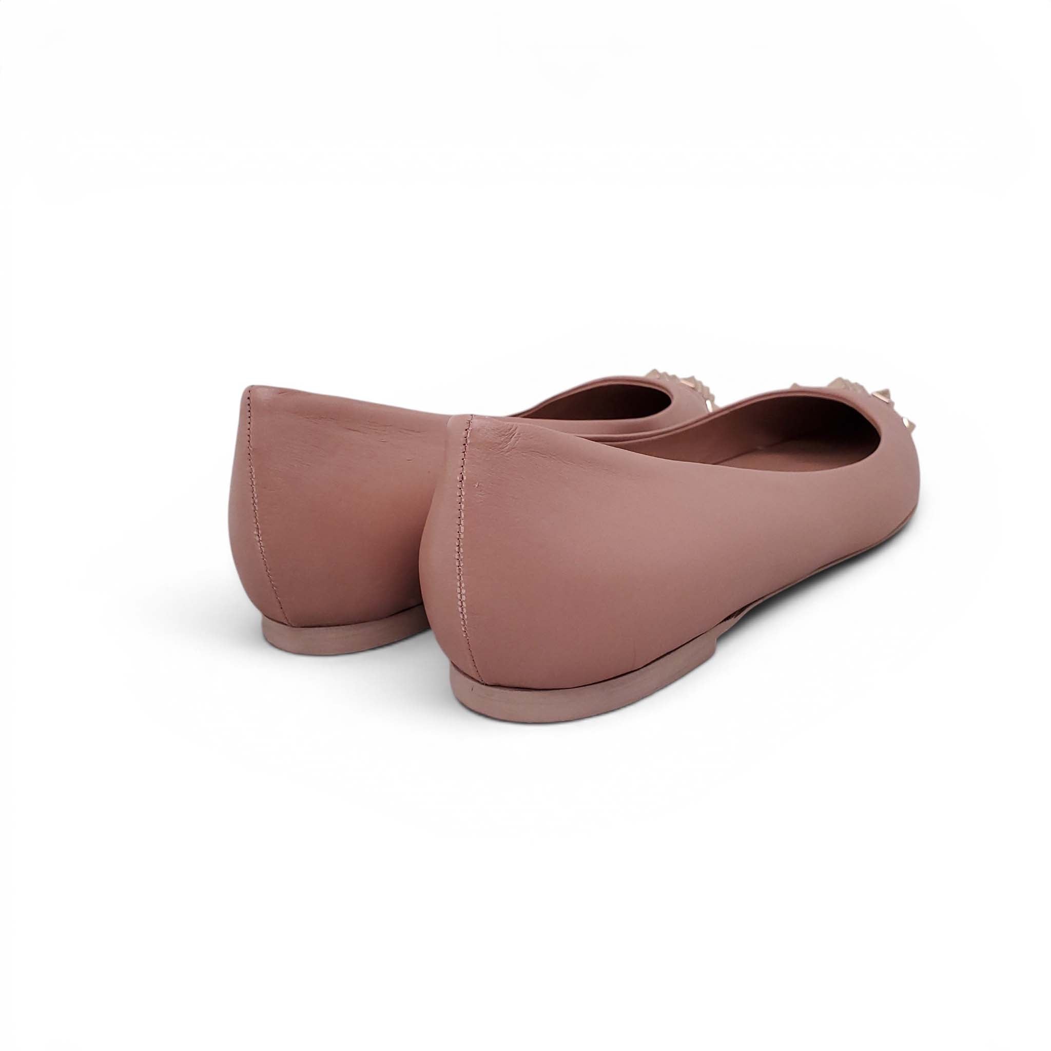 VALENTINO NUDE ROCKSTUD POINTED BALLET FLATS - SIZE 41